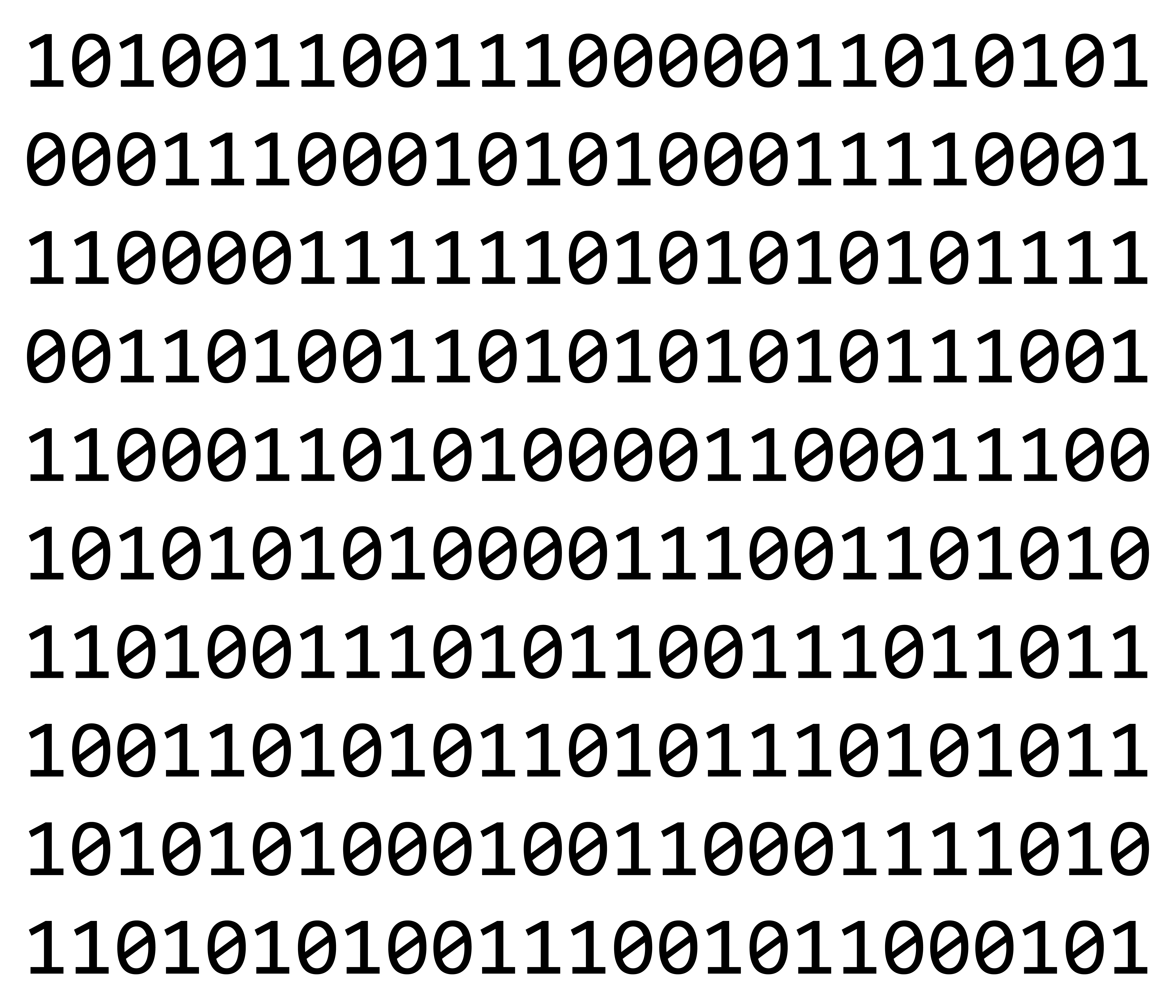 Binary numbers can be written as sequences of 0's and 1's.