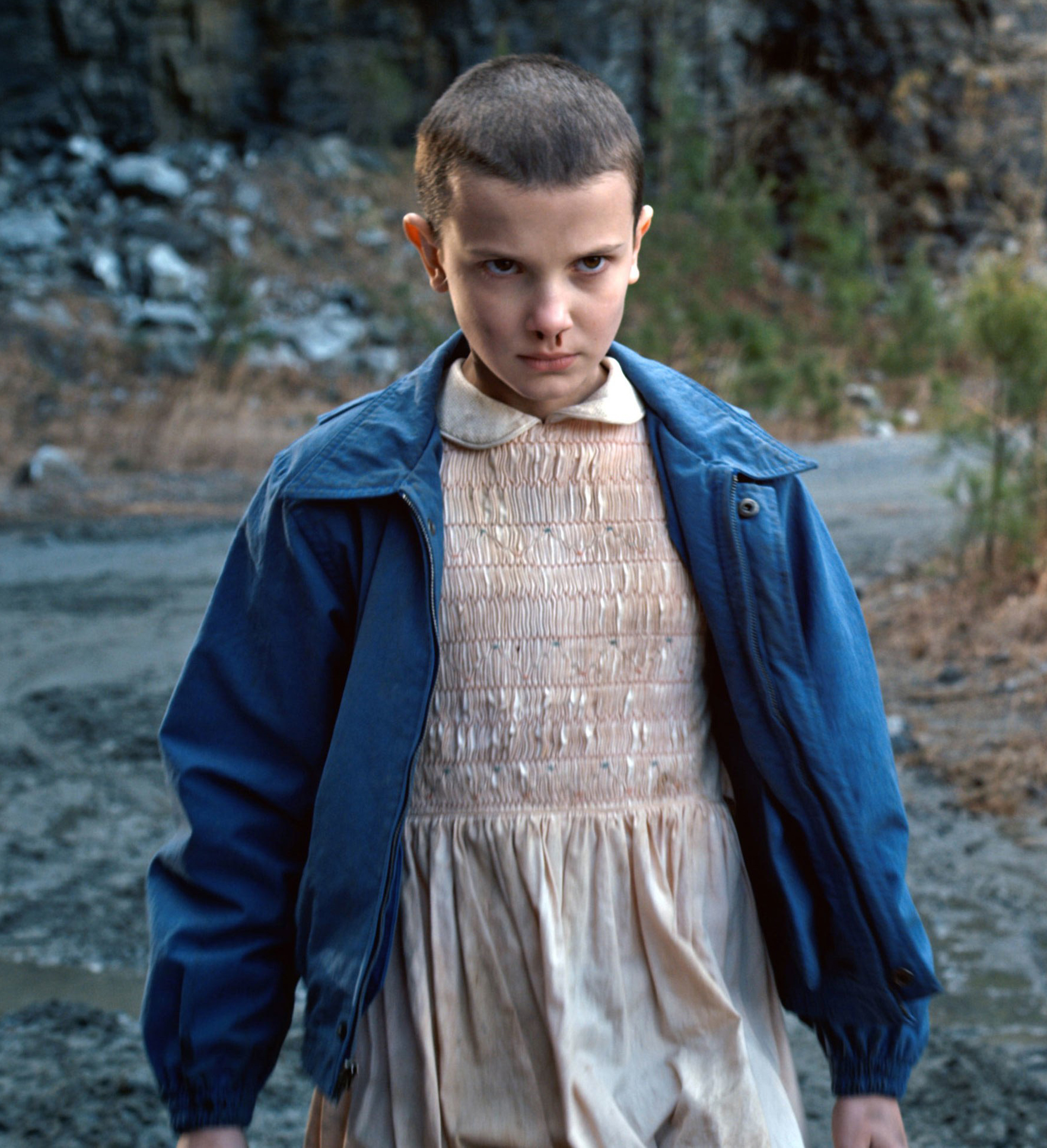 Millie Bobby Brown as Eleven in the television show Stranger Things (2016)