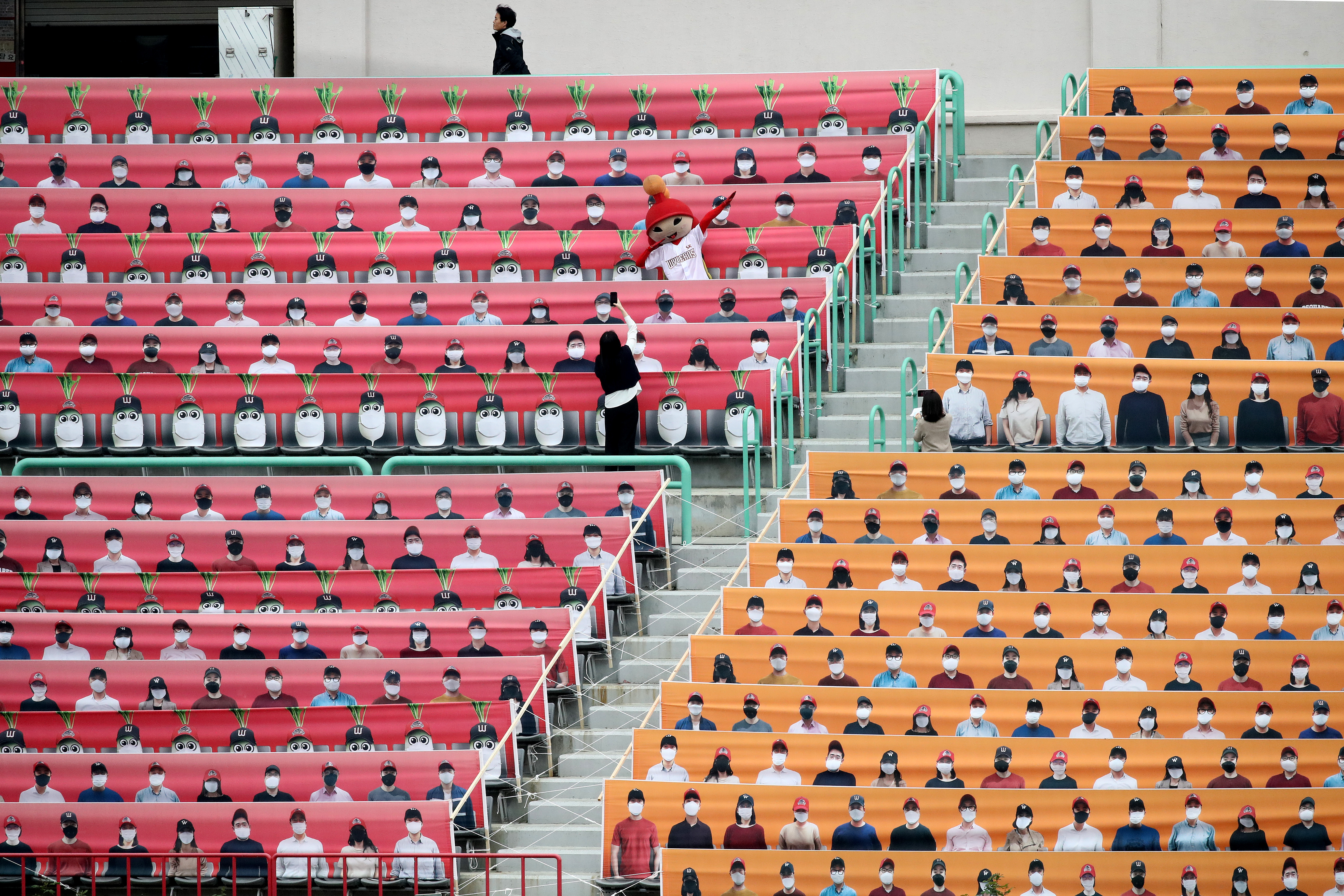 Empty stands at a Korean baseball game during the COVID-19 pandemic