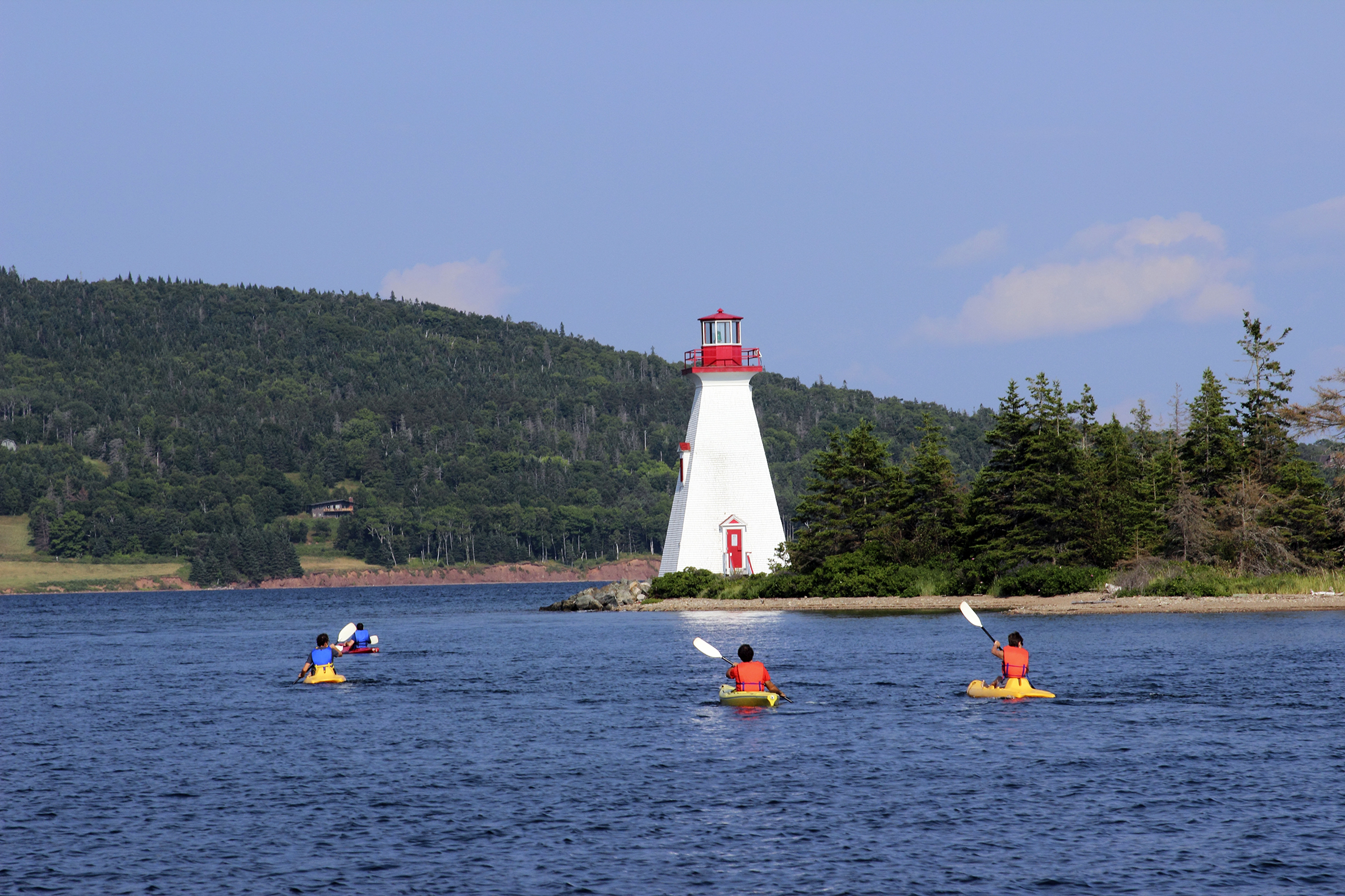 Kayakers on Bras d'Or Lake, Cape Breton Island, Nova Scotia, Canada