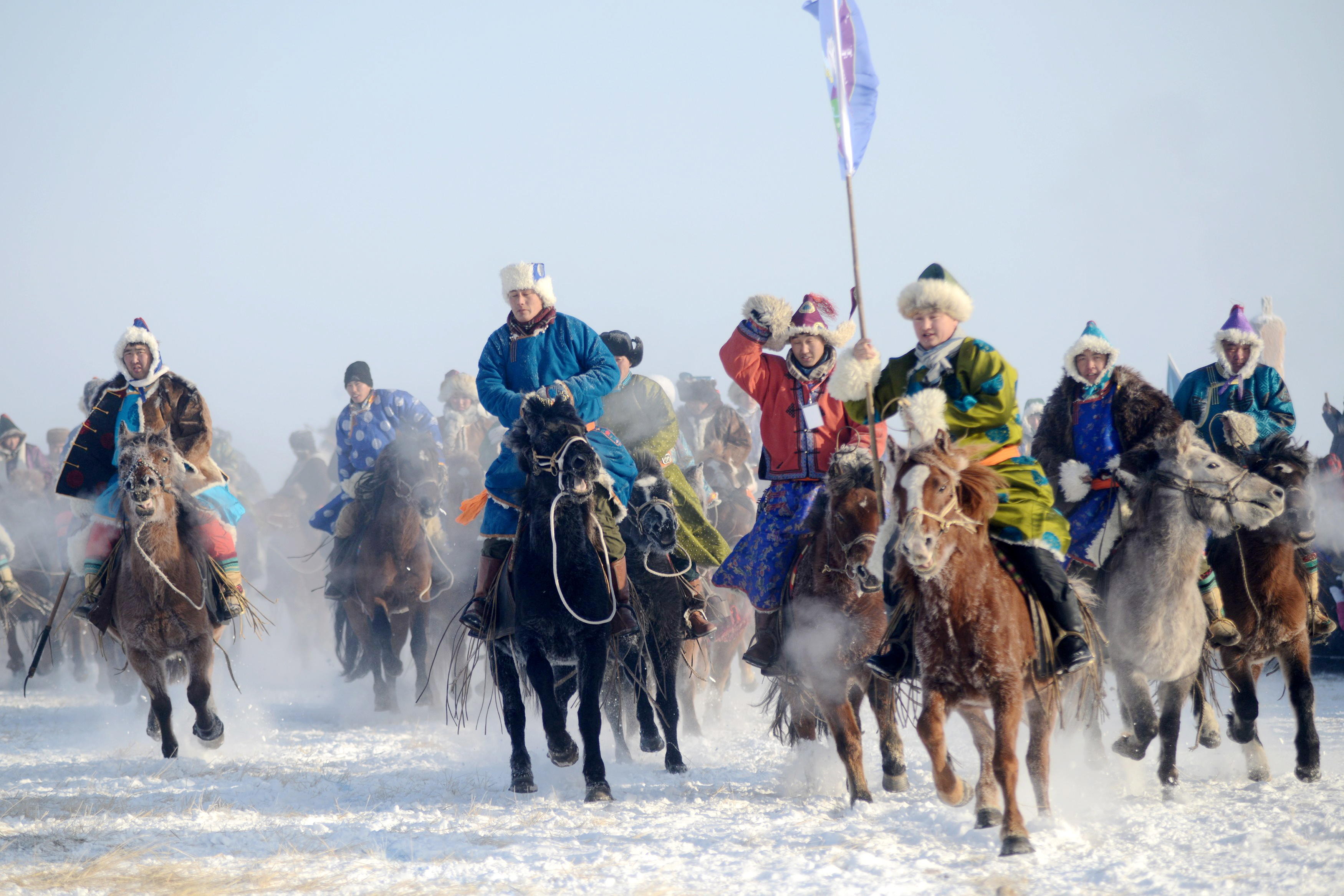 Horse racing at a Mongolian fair in northern China