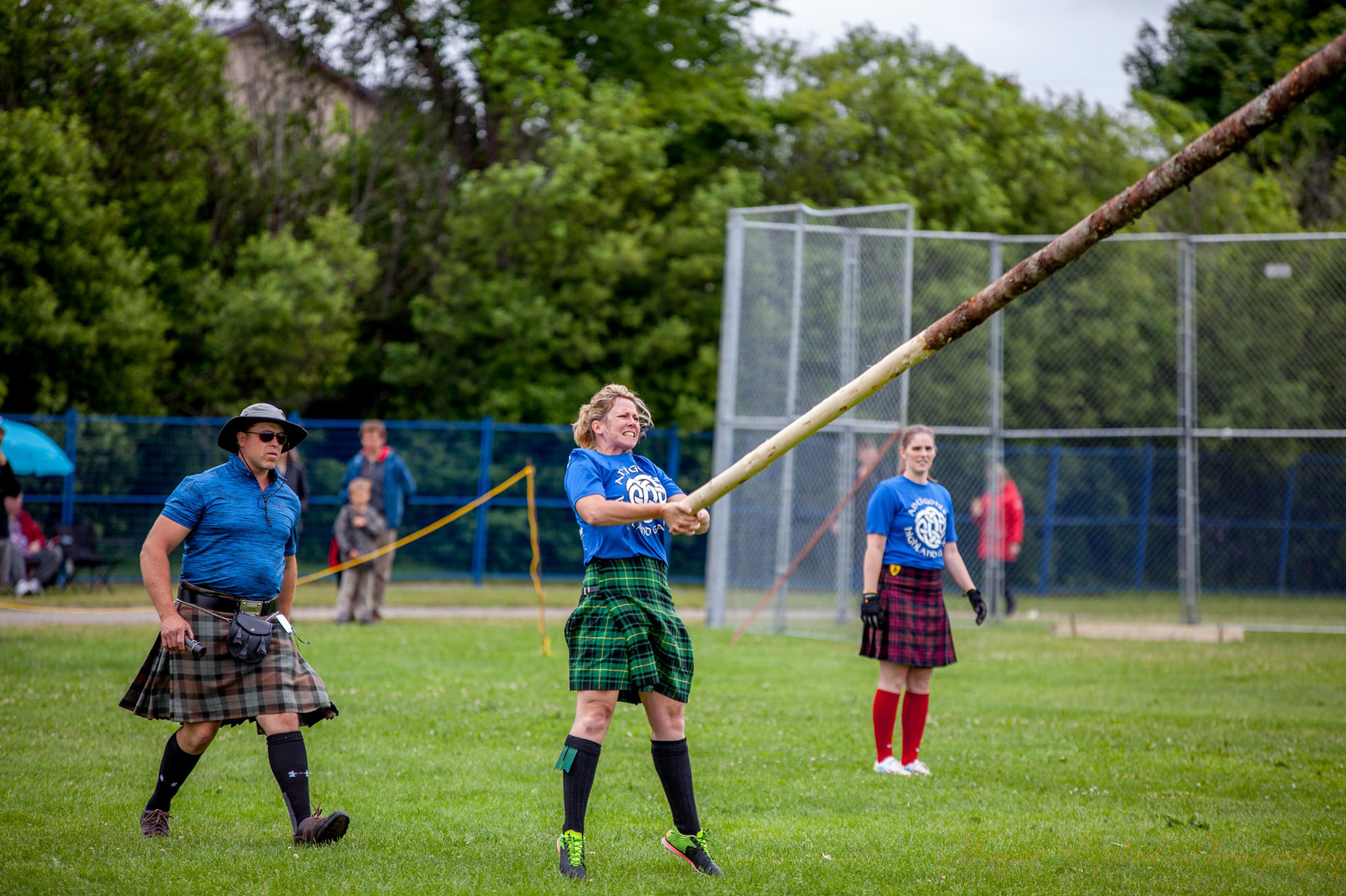 Tossing the caber event, Antigonish Highland Games, Nova Scotia, Canada