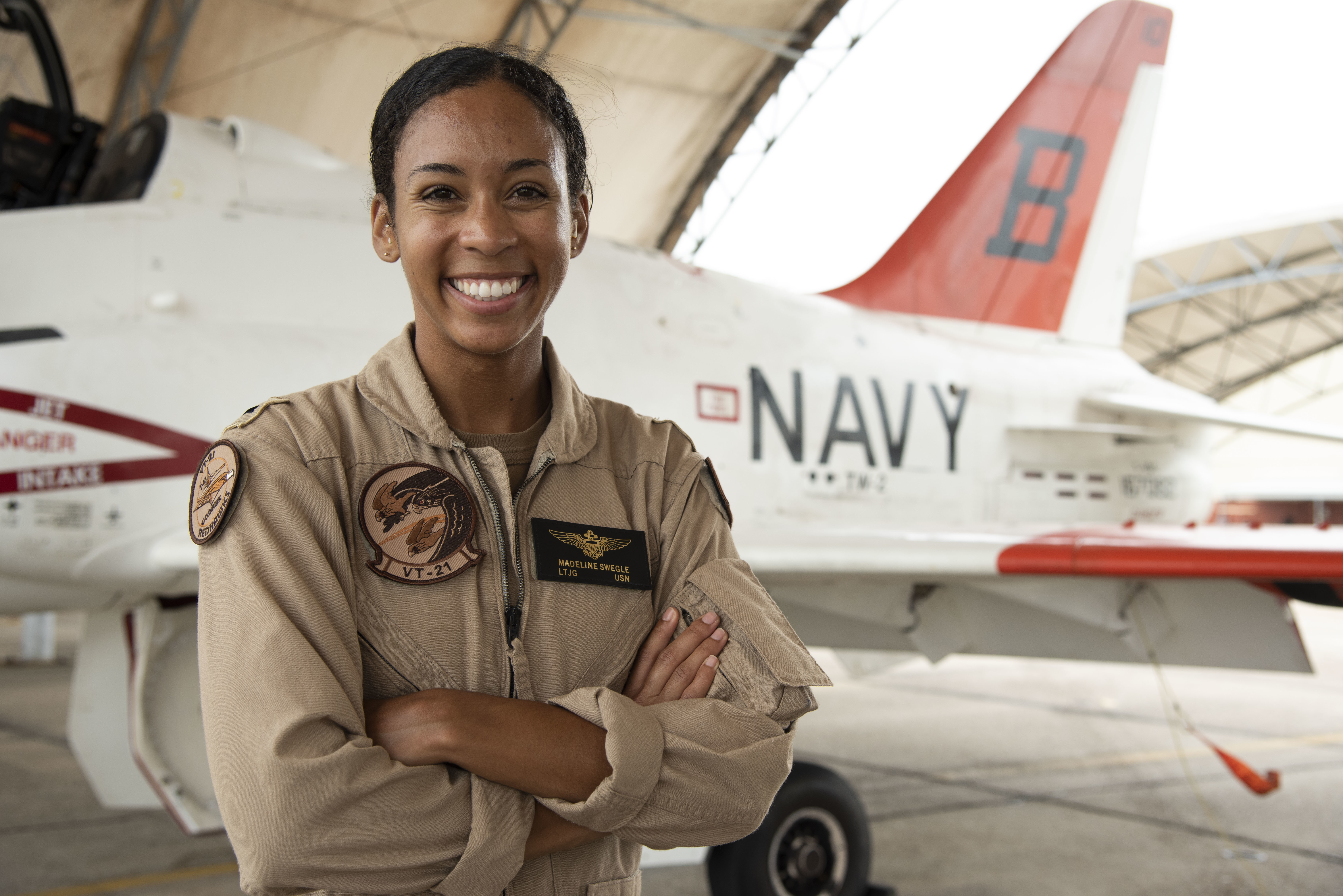 Madeline Swegle, first Black woman tactical air pilot in the U.S. Navy