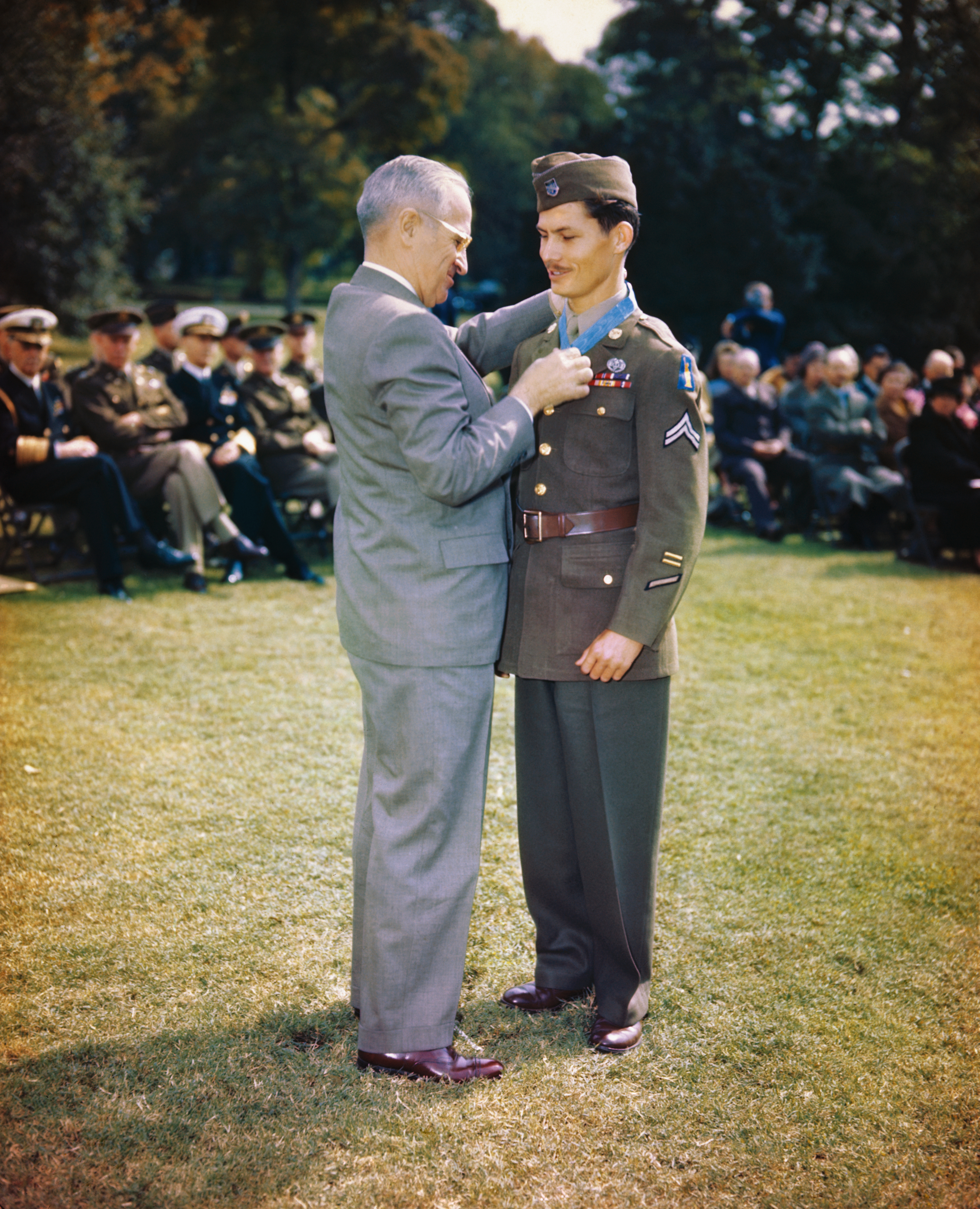 U.S. Army medic Desmond Doss receives the Medal of Honor