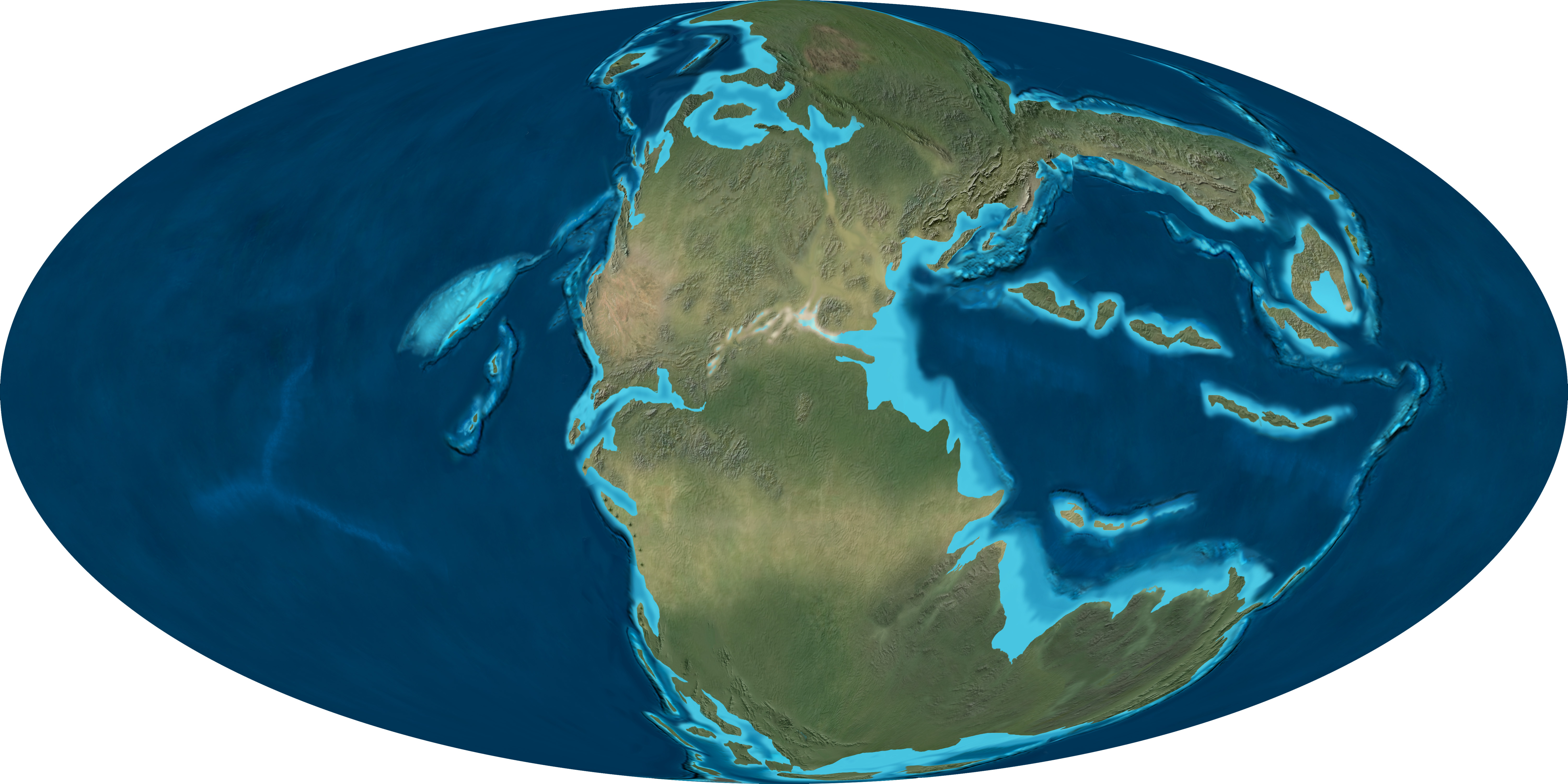 Triassic Period globe map