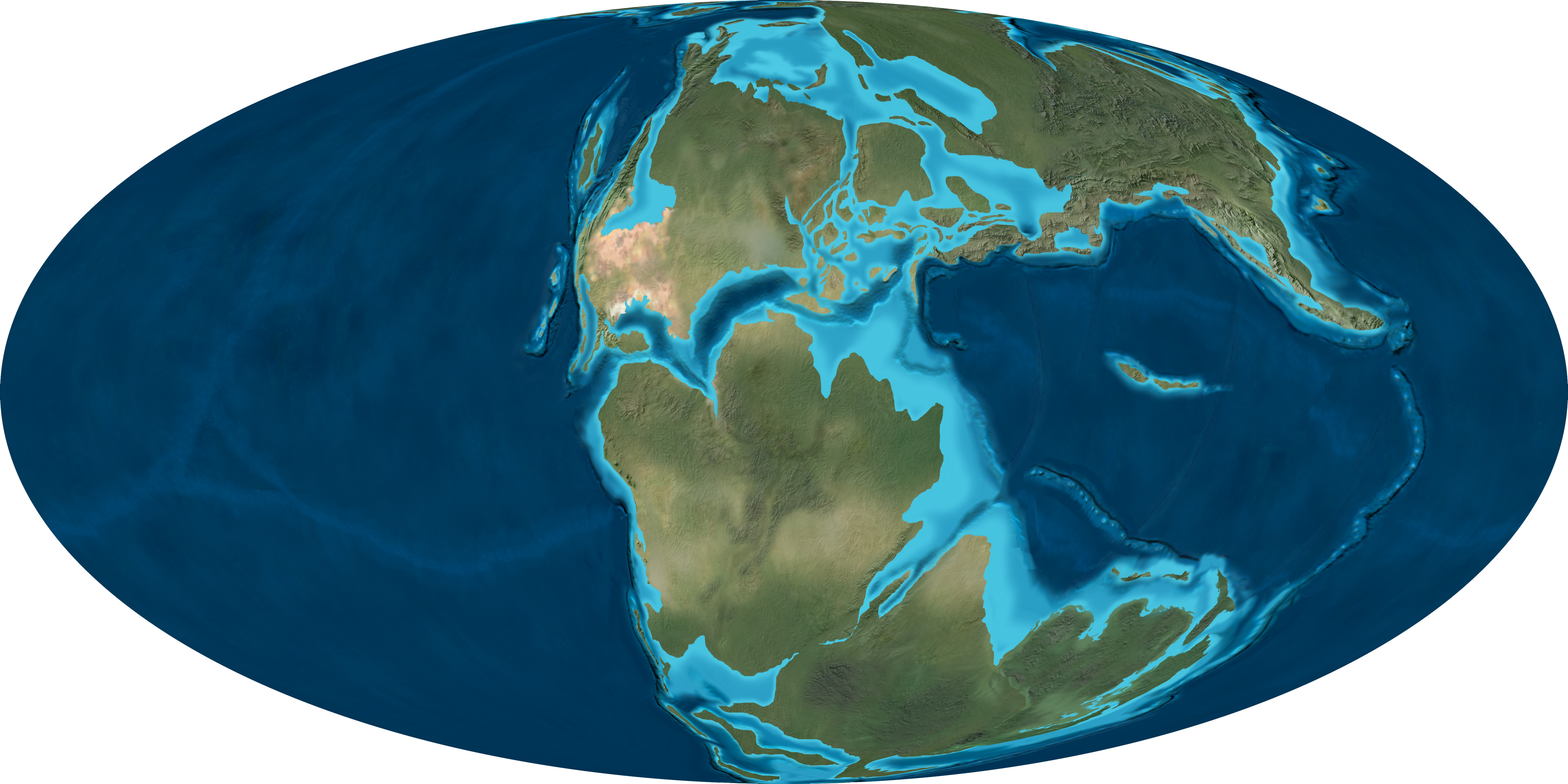 Jurassic Period globe map