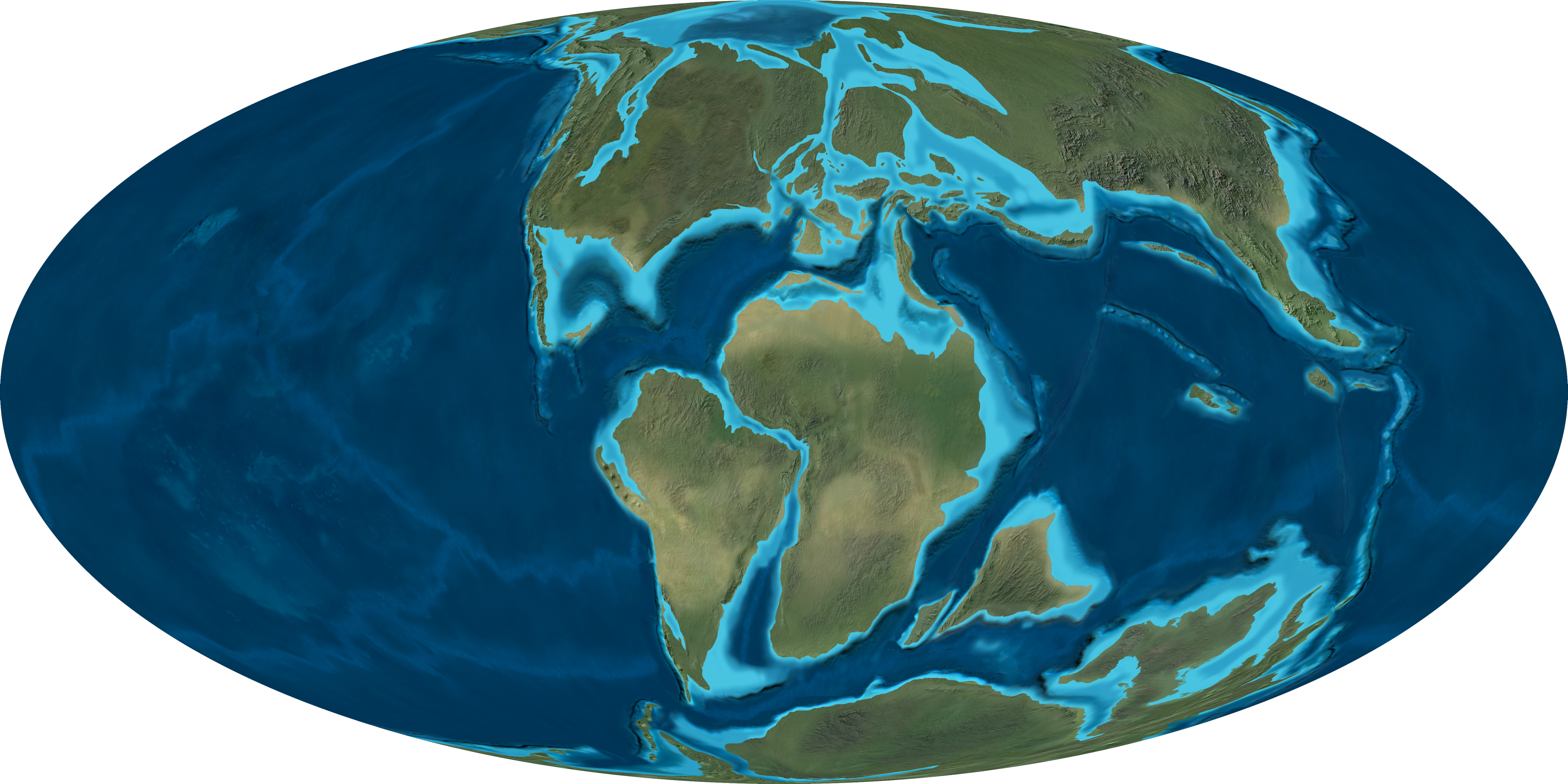 Cretaceous Period globe map