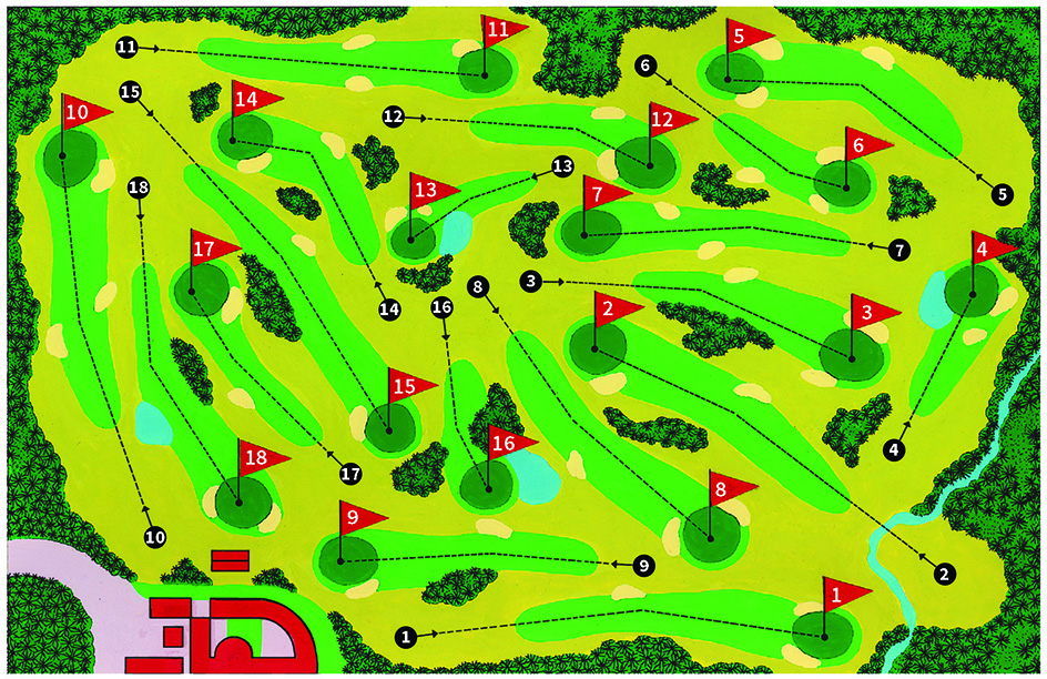 An 18-hole golf course