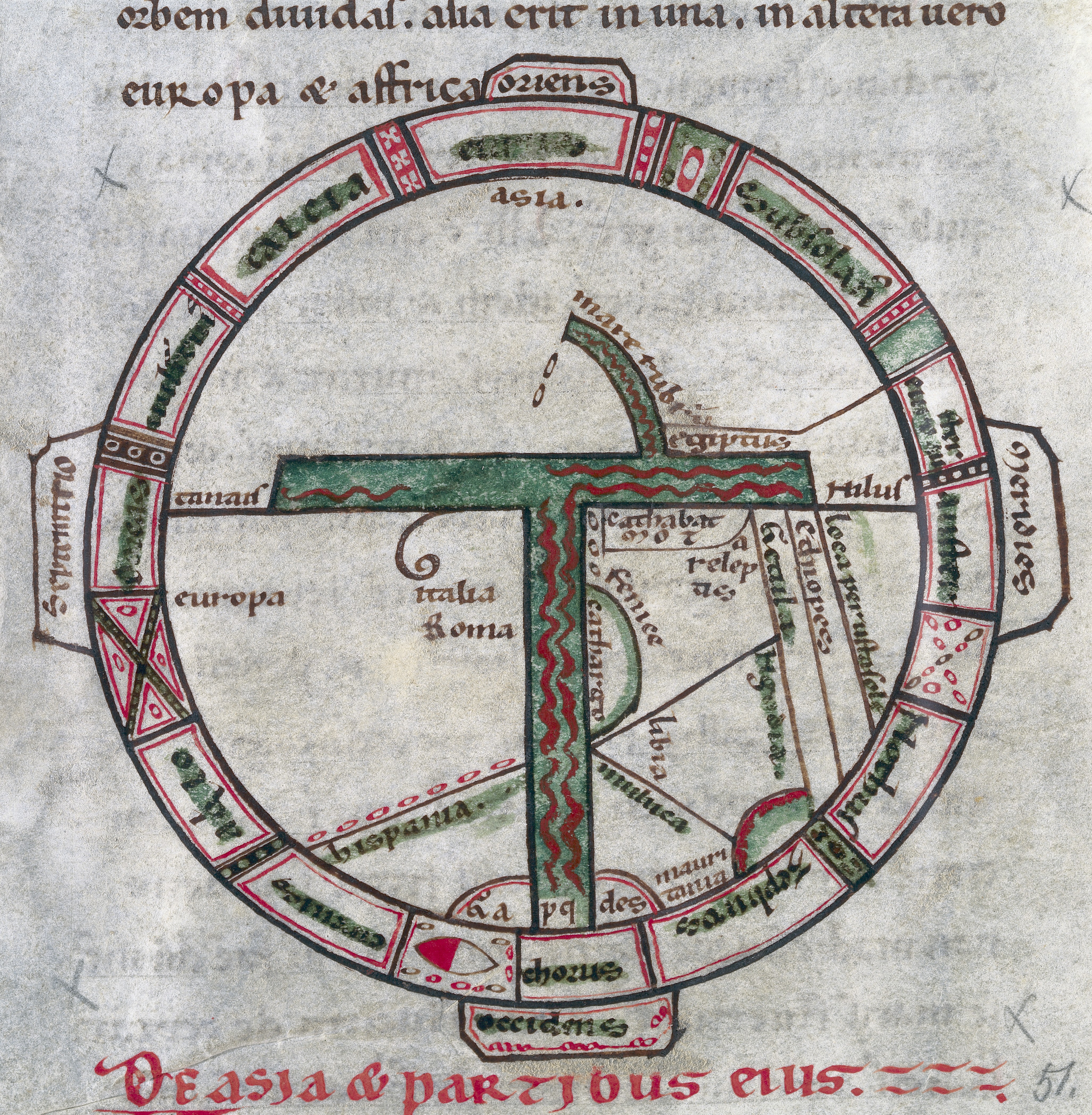 Simplified map of the known world, from a French manuscript of the 1100’s