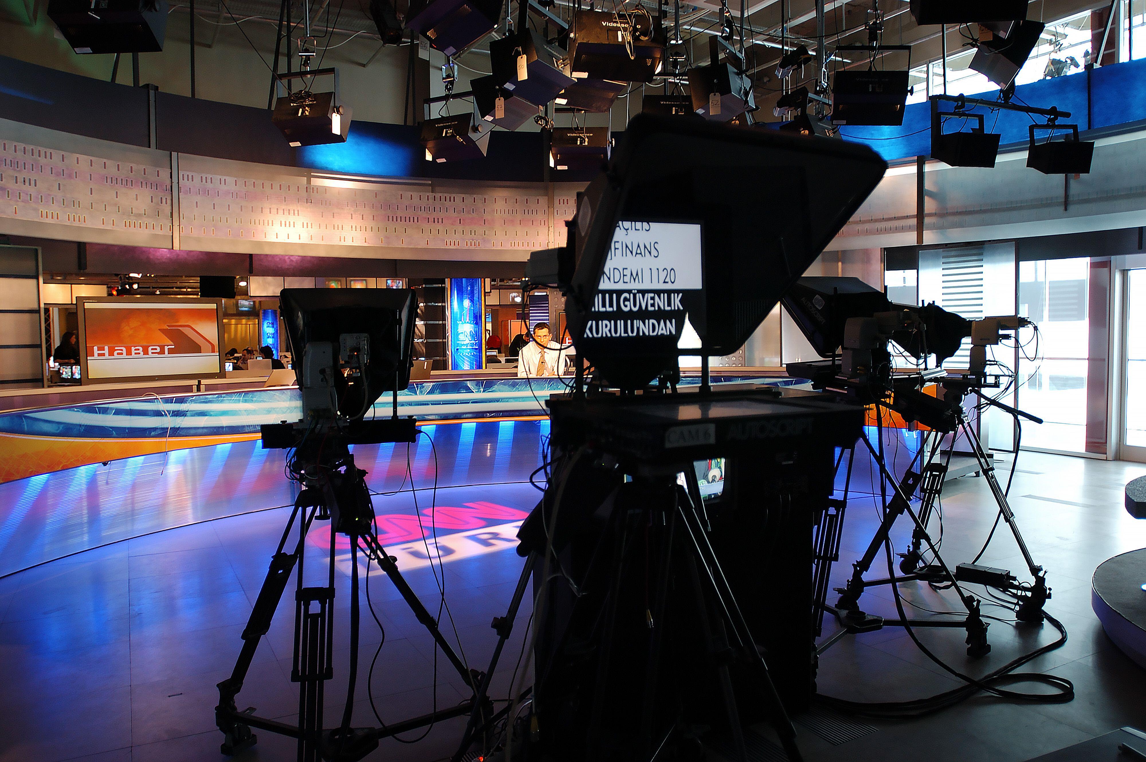 Teleprompters in a TV studio in Istanbul, Turkey