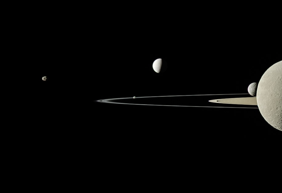 Five moons of Saturn