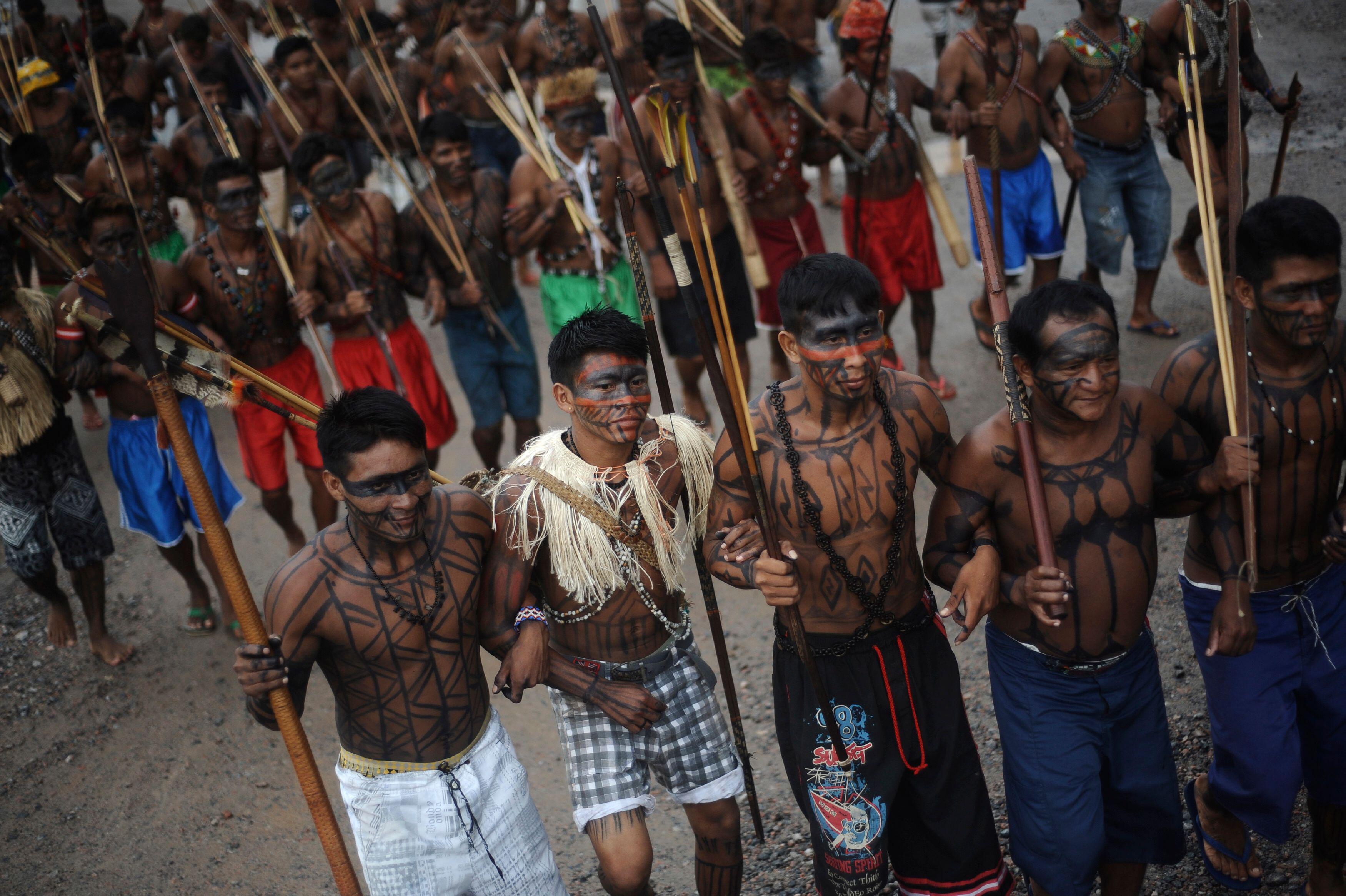 Peoples of the rainforest protest dam construction