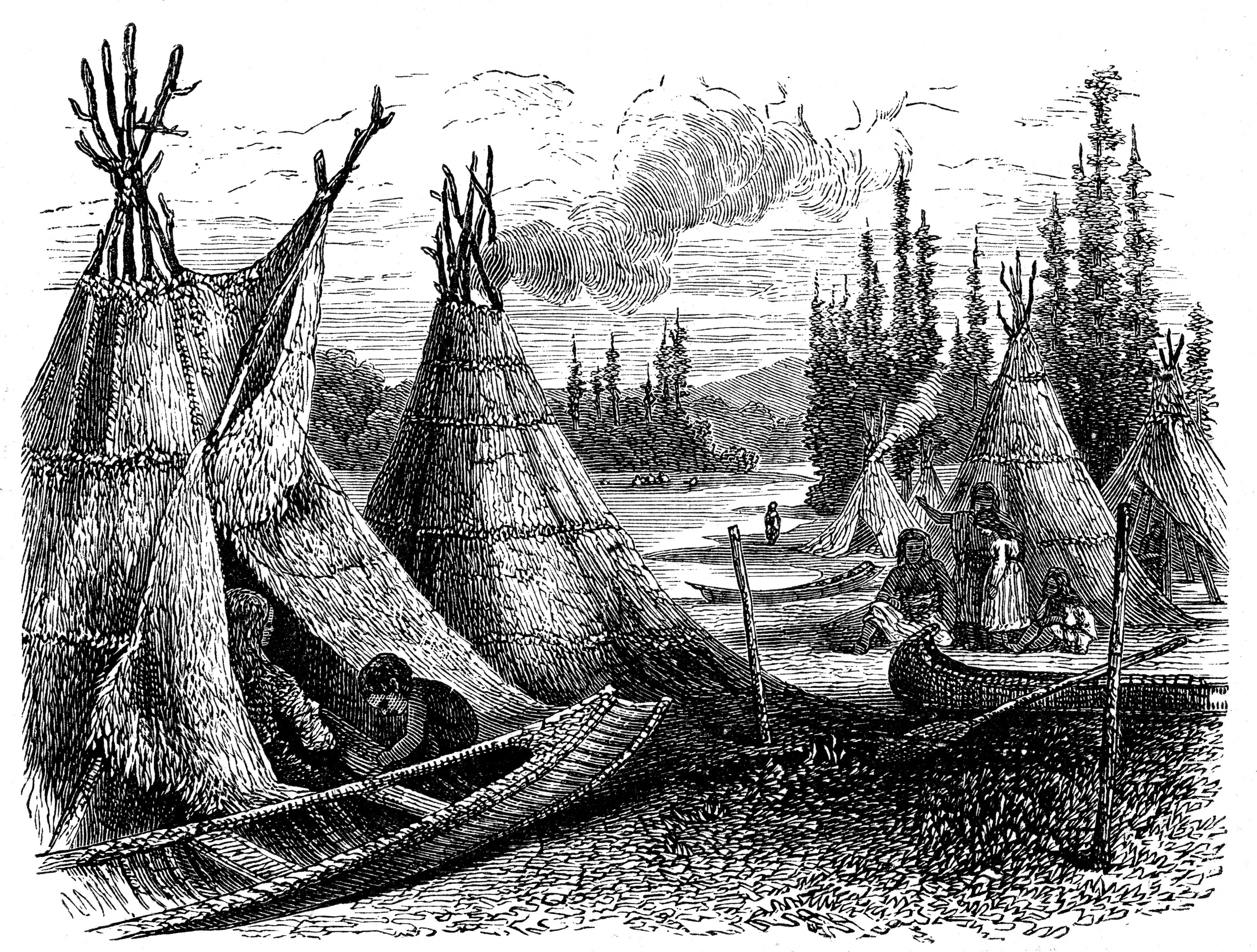 A Cree camp in the summertime