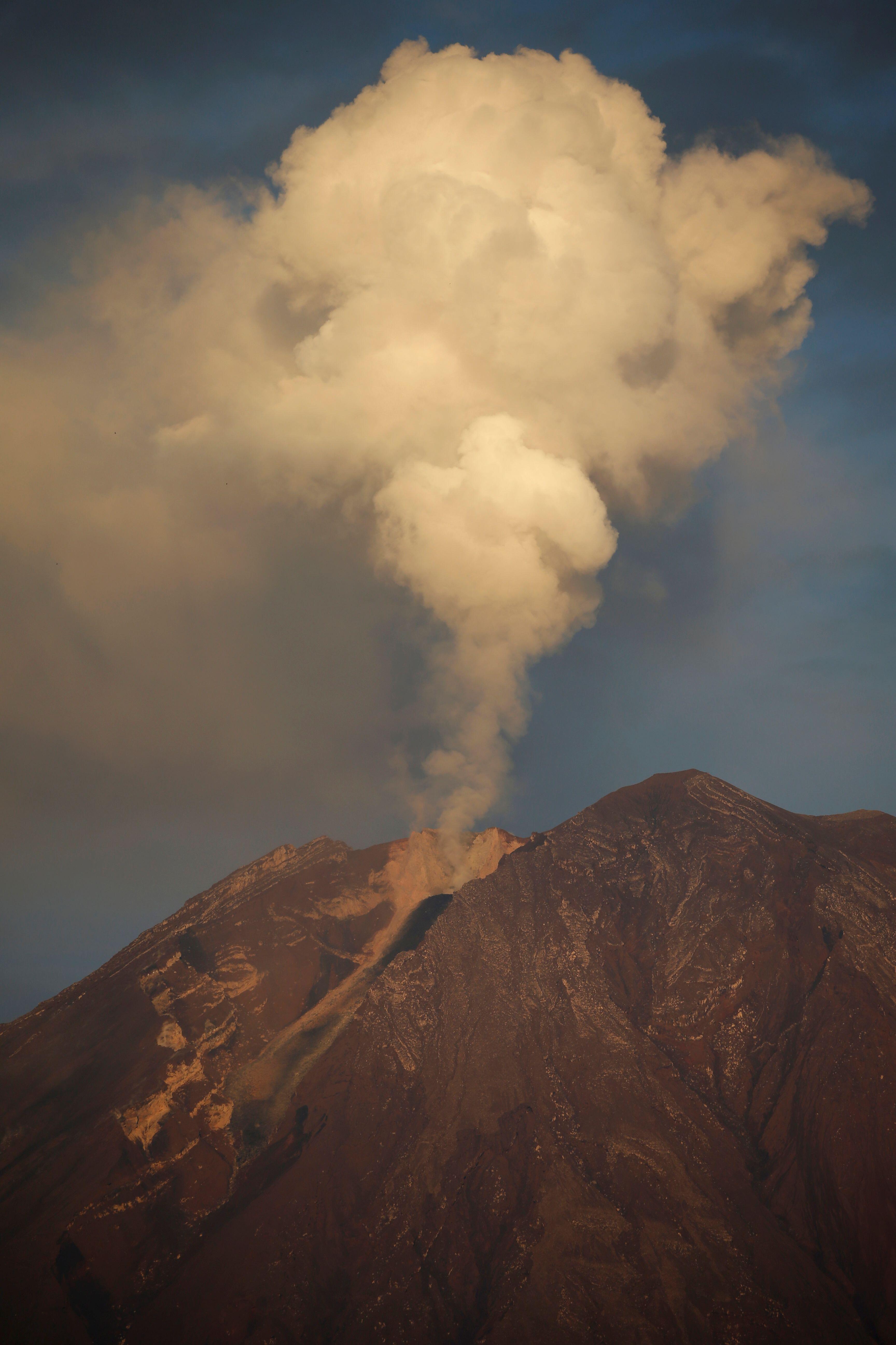 Mount Semeru volcano erupts