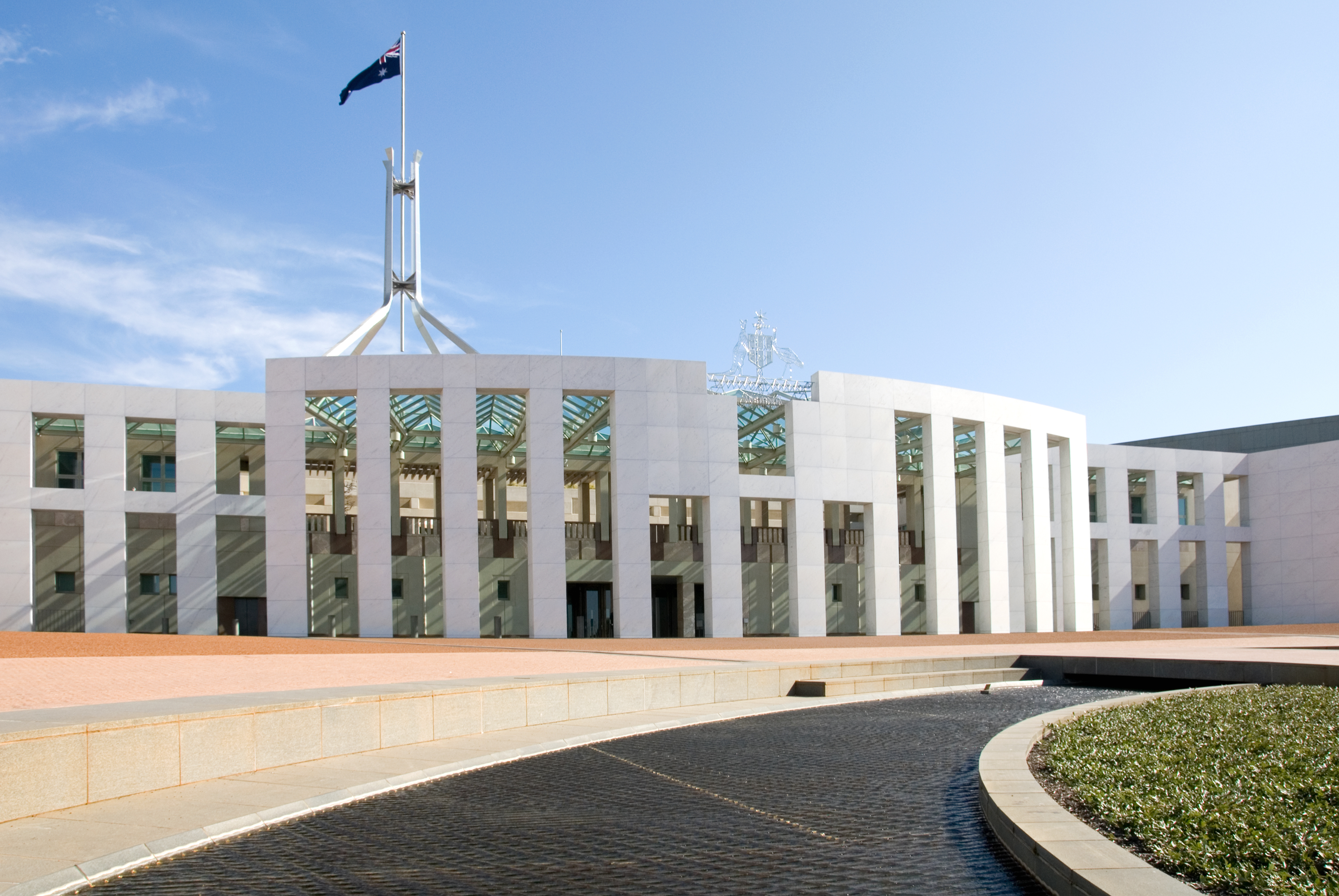 Main entrance of Parliament House in Canberra, Australia