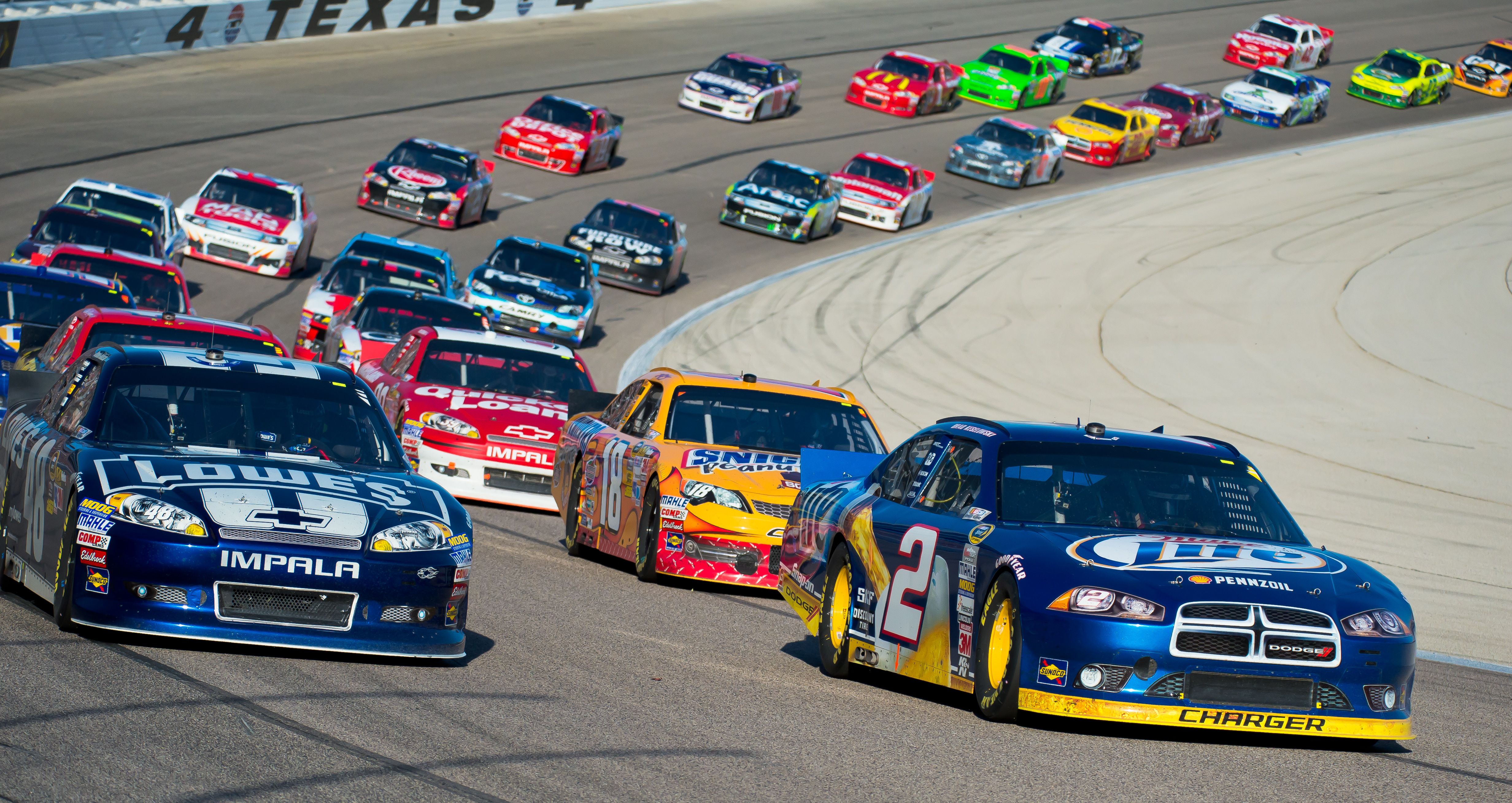 A NASCAR race in Dallas, Texas