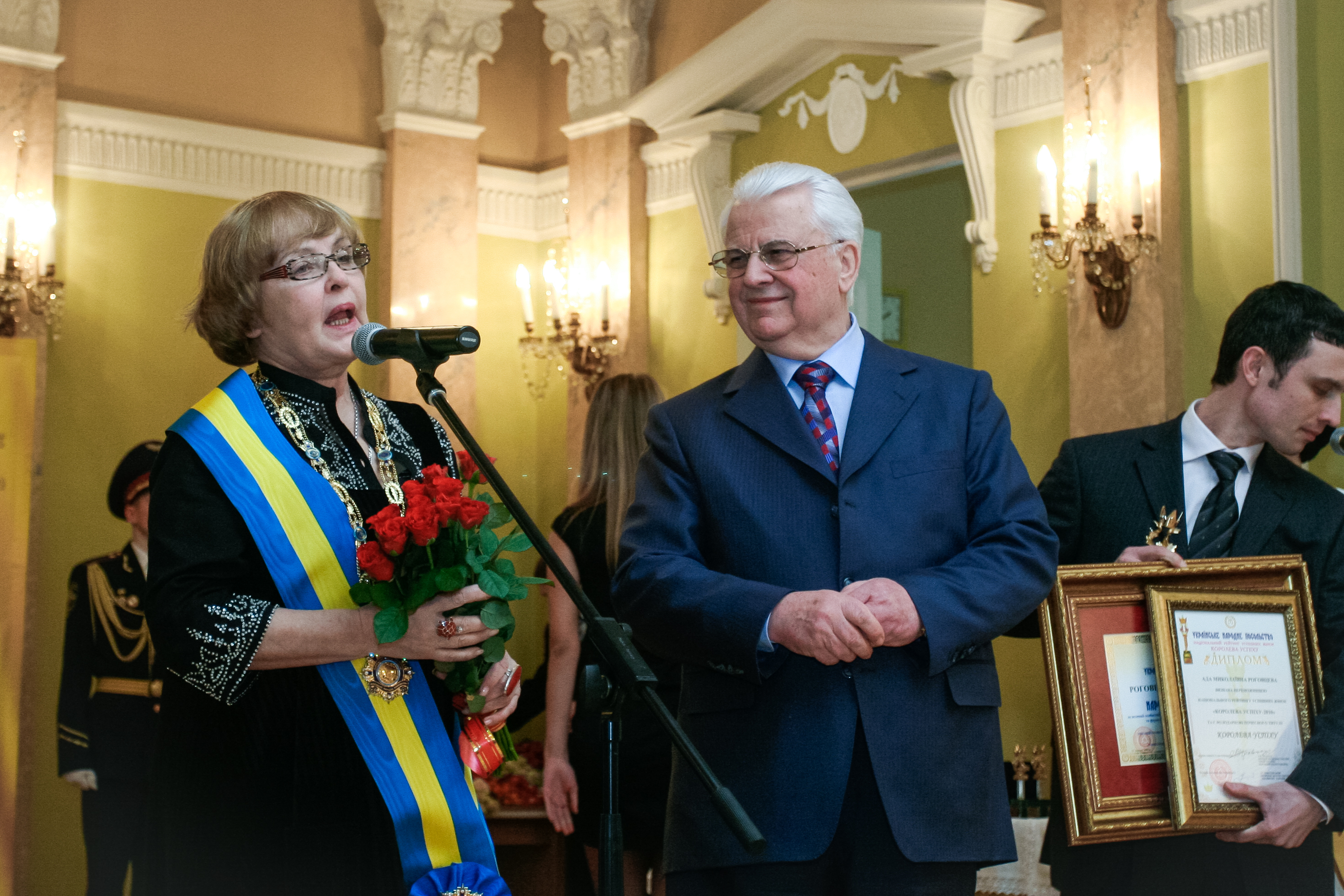 Former Ukrainian President Leonid Kravchuk and Ukrainian-Soviet actor Ada Rogovtseva