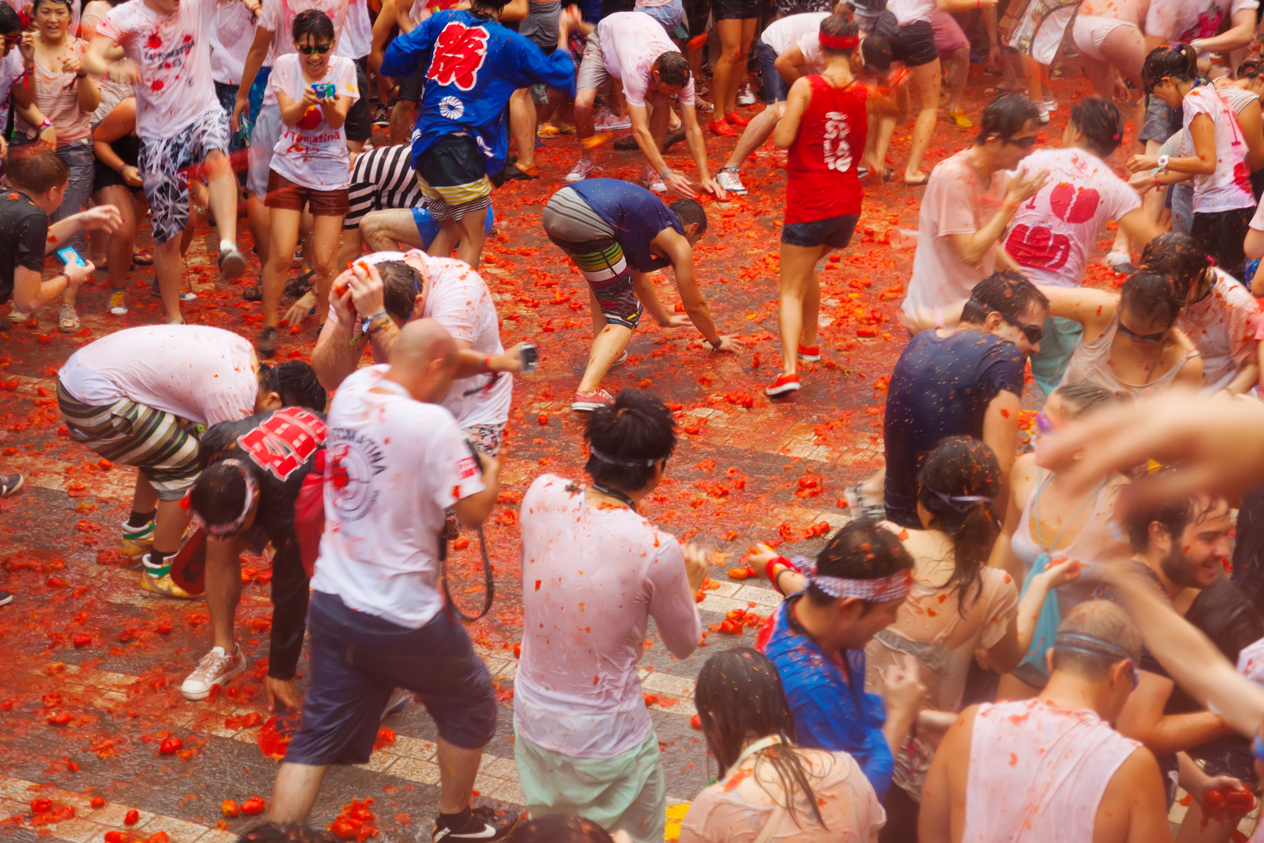 La Tomatina festival, a giant food fight in Buñol, Spain