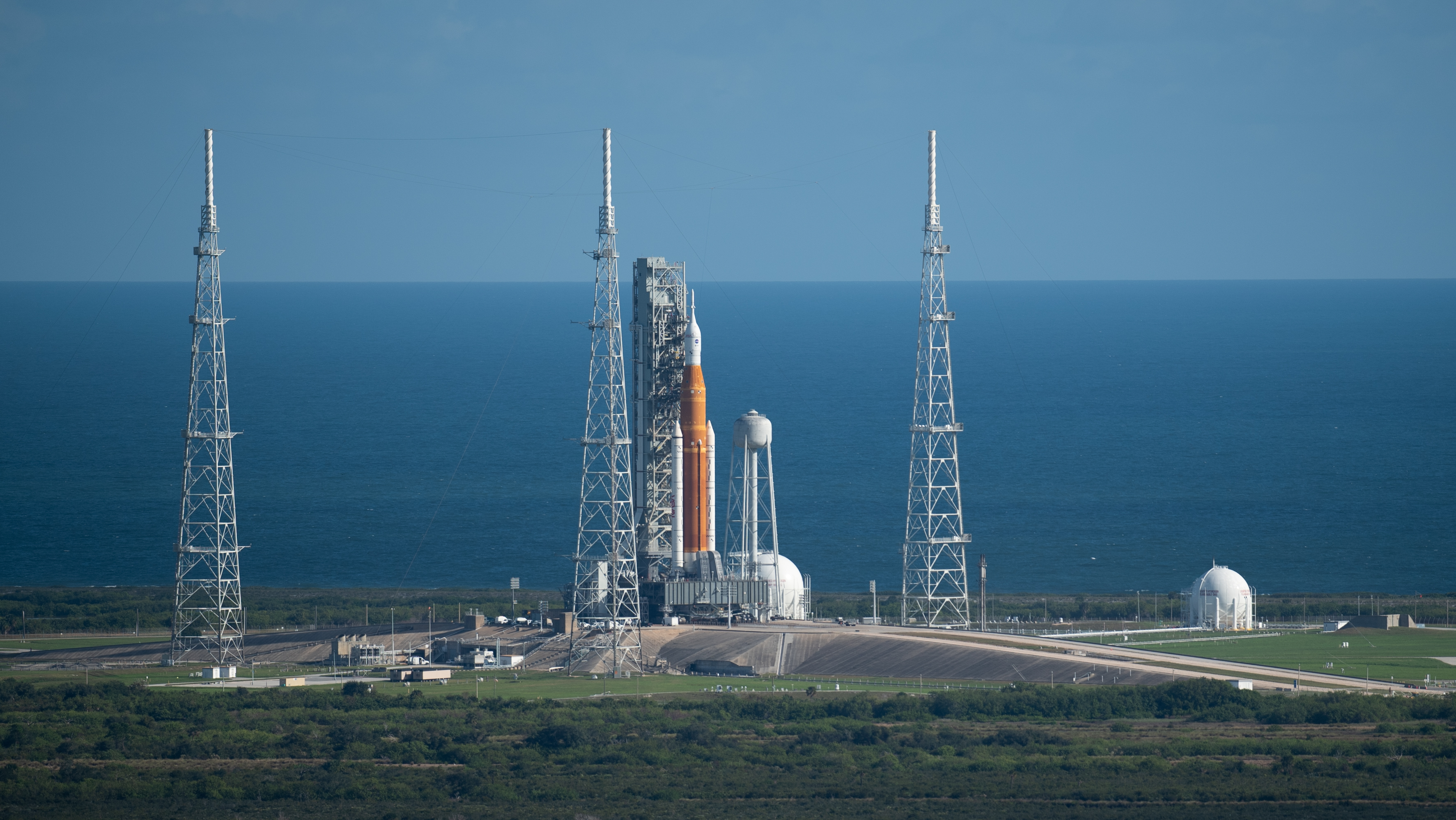 SLS on the launch pad at Kennedy Space Center