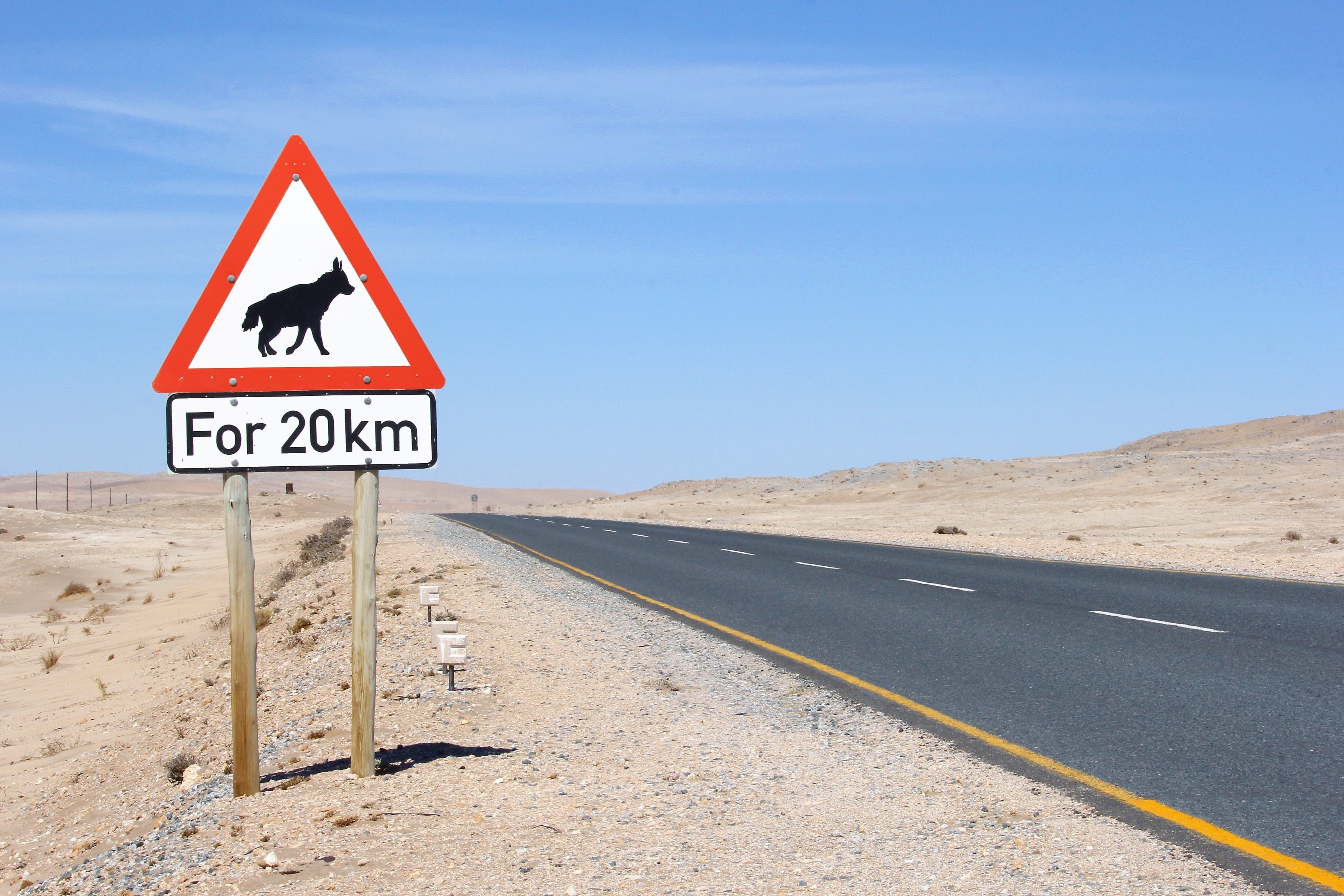 Hyena warning sign