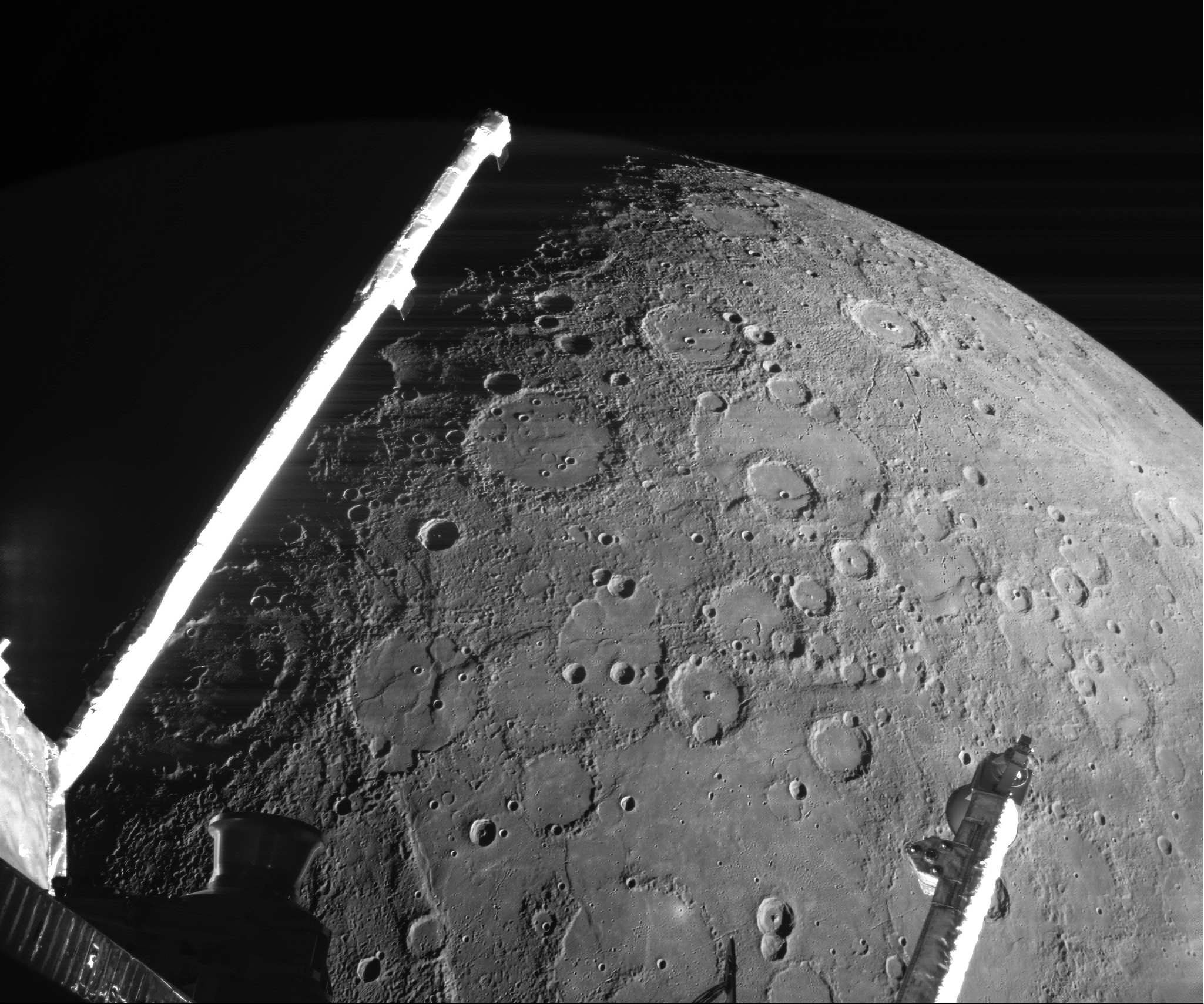 Mercury's cratered surface photographed by BepiColombo