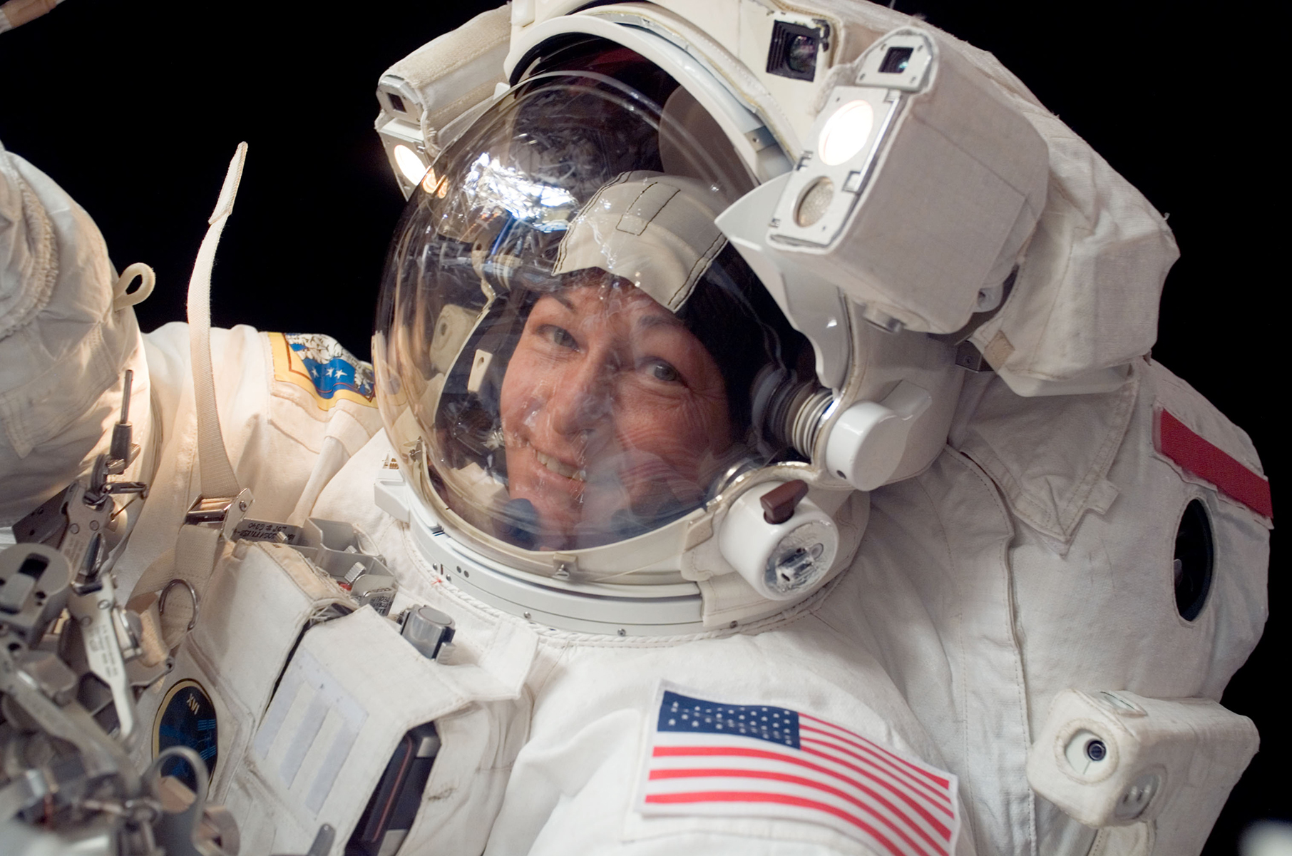 Commander Peggy Whitson during a spacewalk