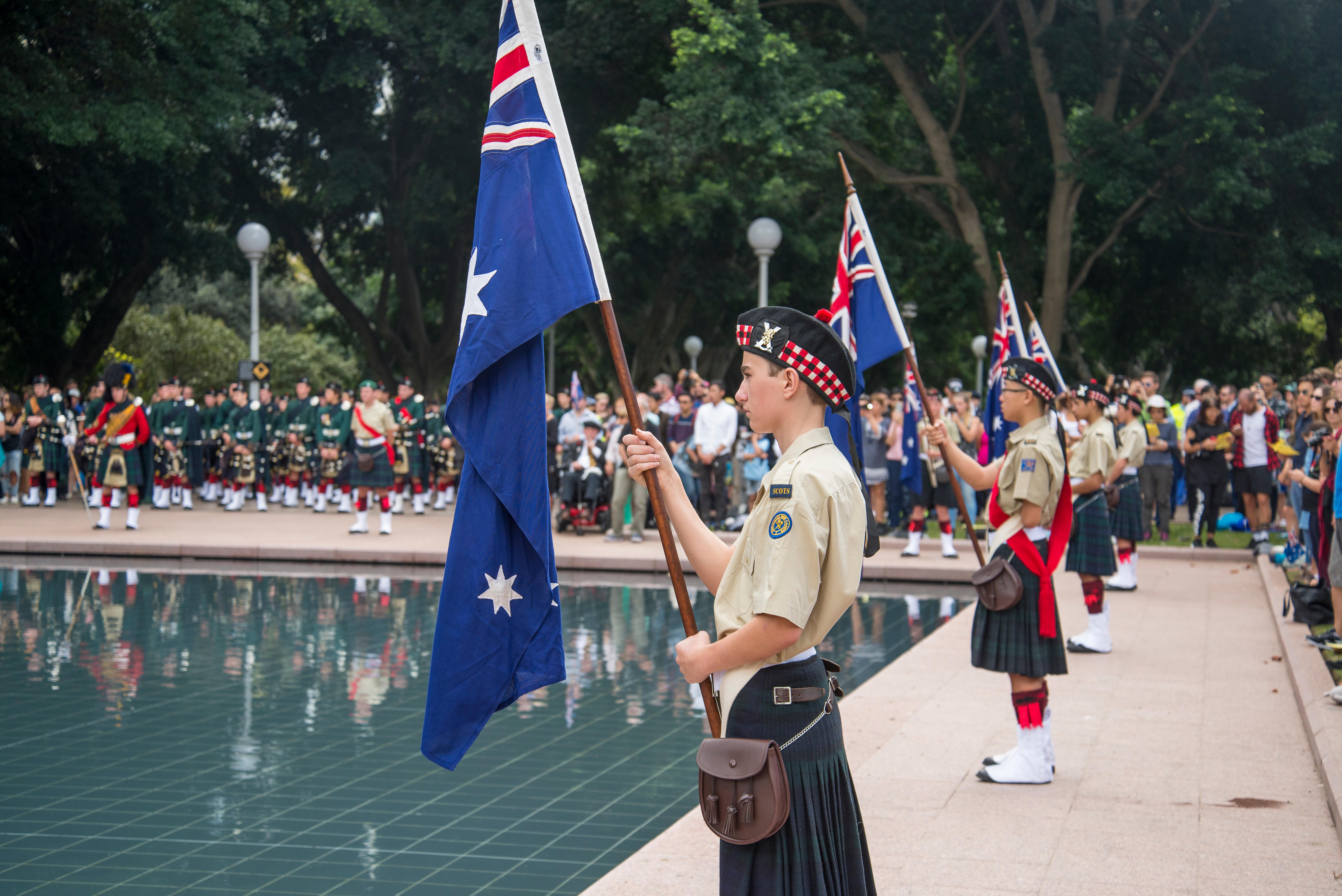 Anzac Day ceremony around the Anzac War Memorial in Sydney, Australia