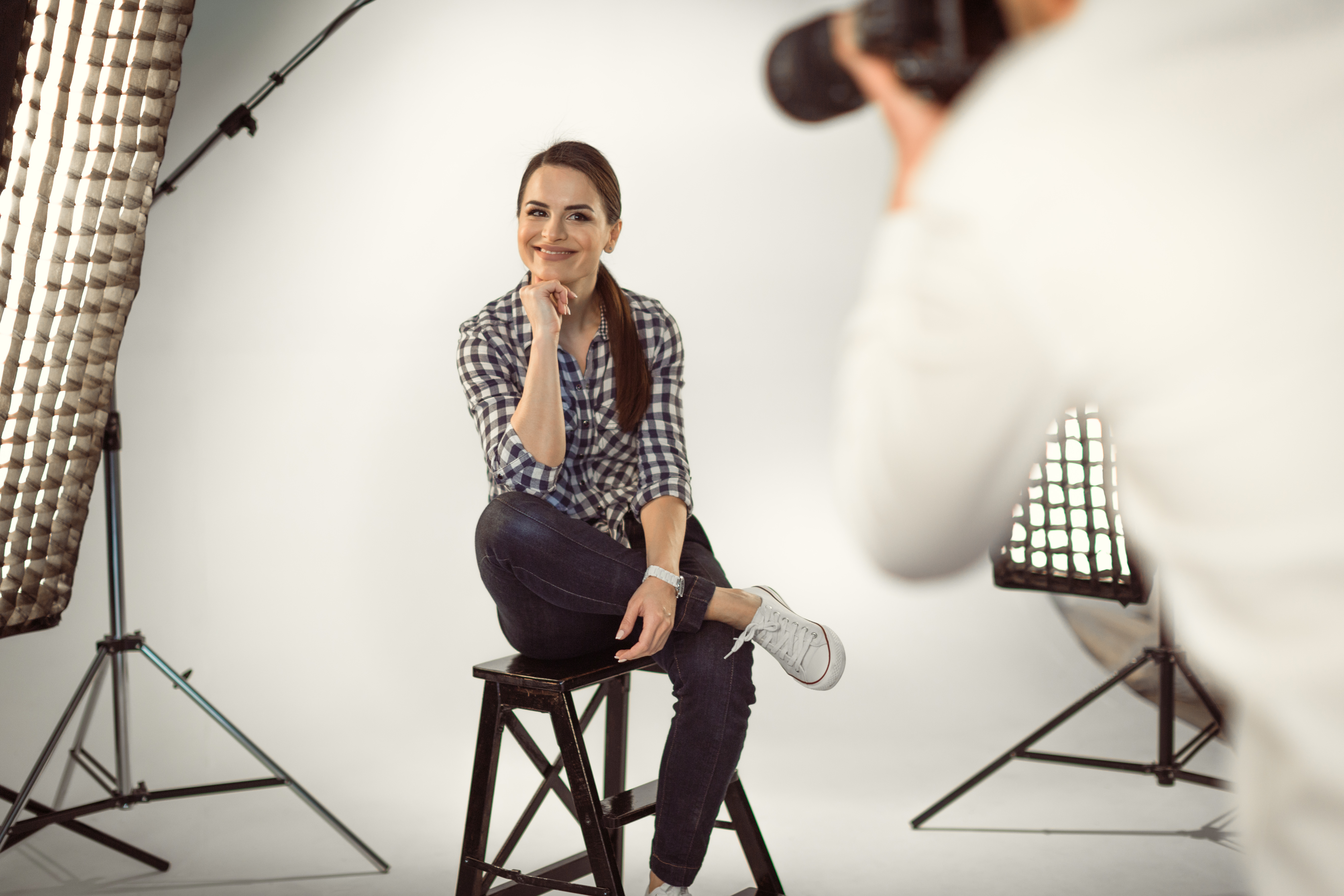 A model at a photo shoot