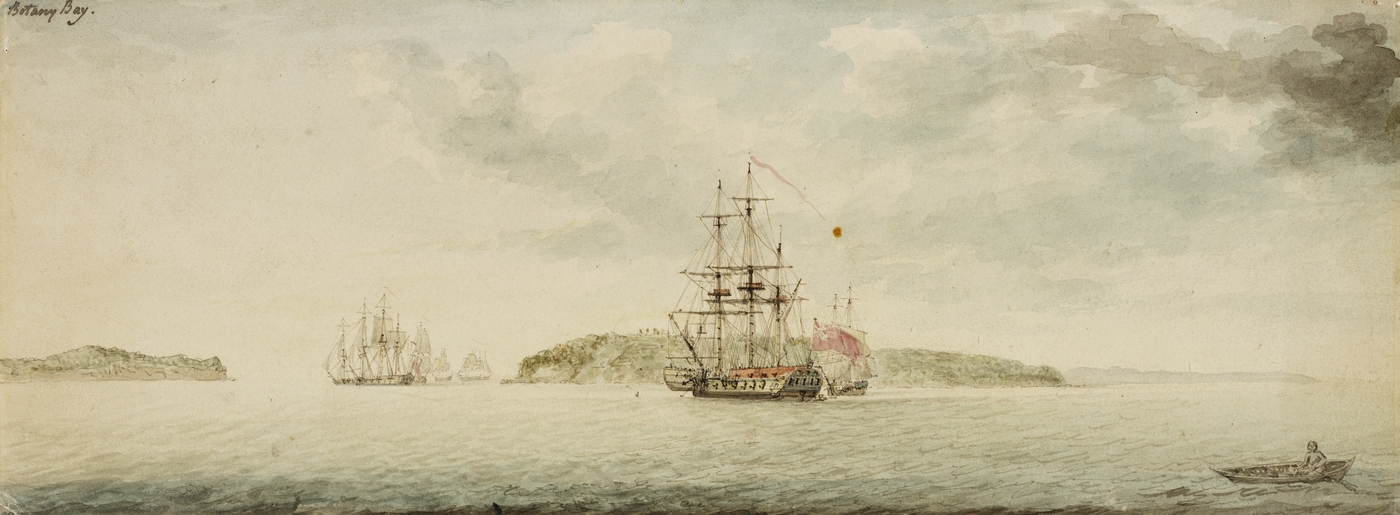 British ships in Botany Bay, Australia, around 1789