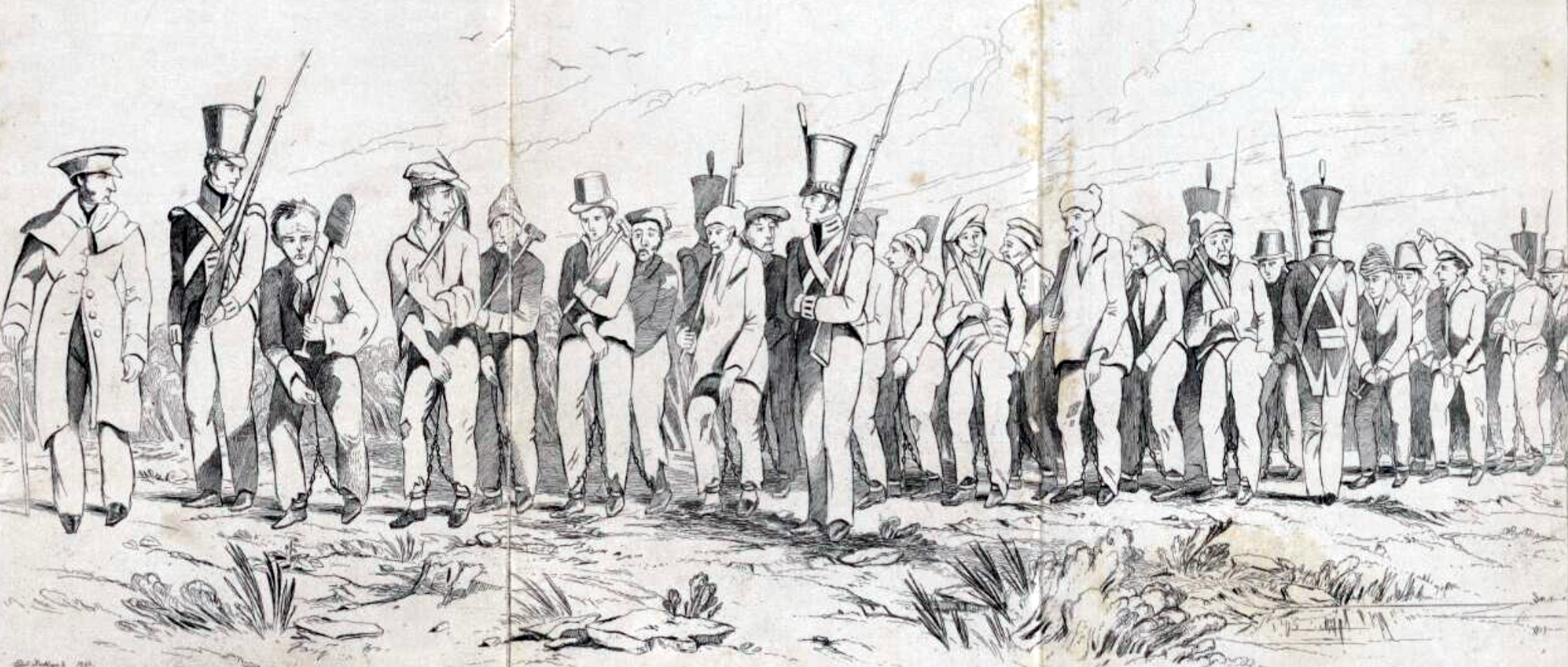 Convict gang at work in Hobart Town, Van Diemen’s Land