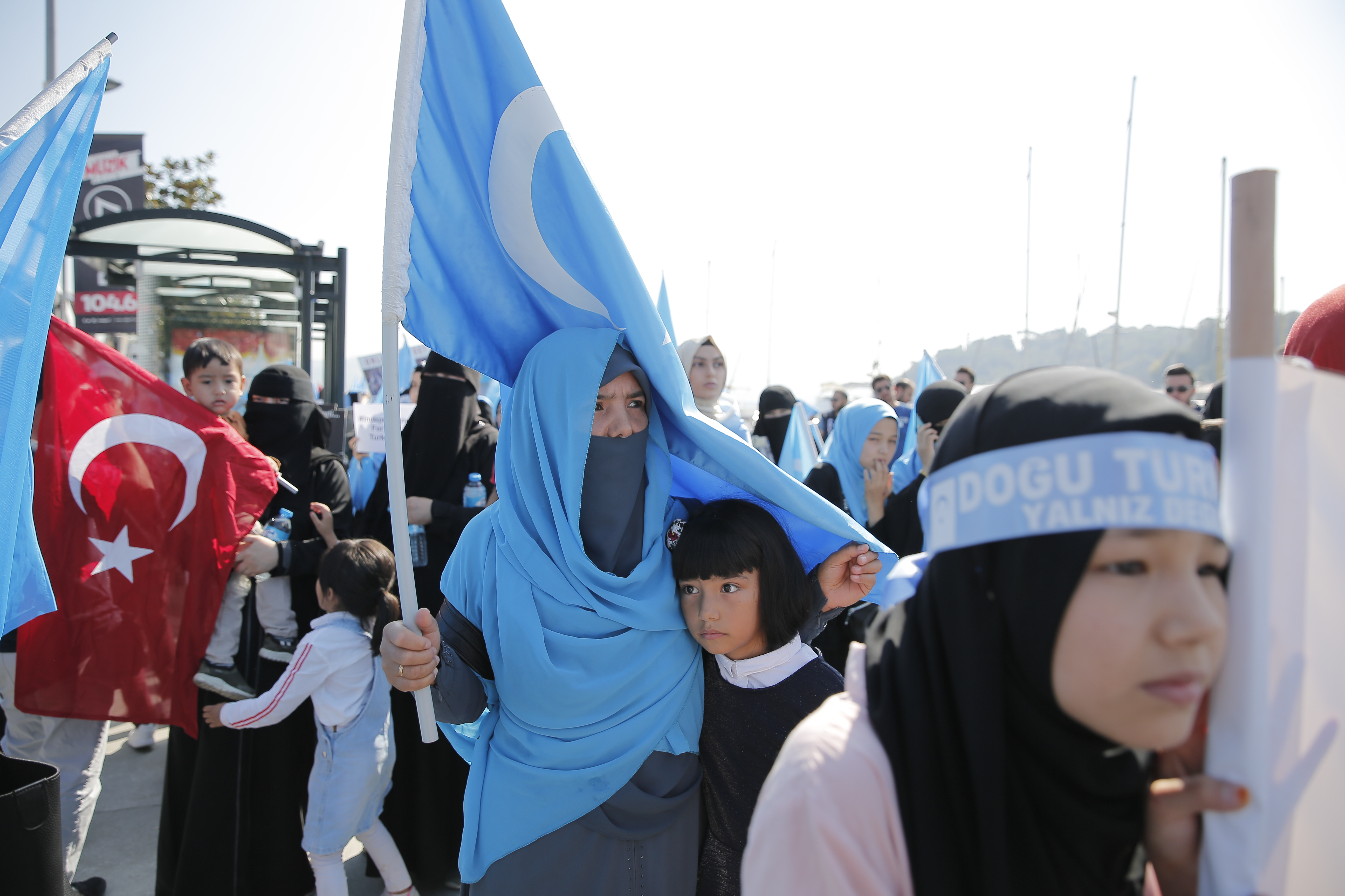 Ethnic Uyghurs demonstrate against China in Istanbul, Turkey