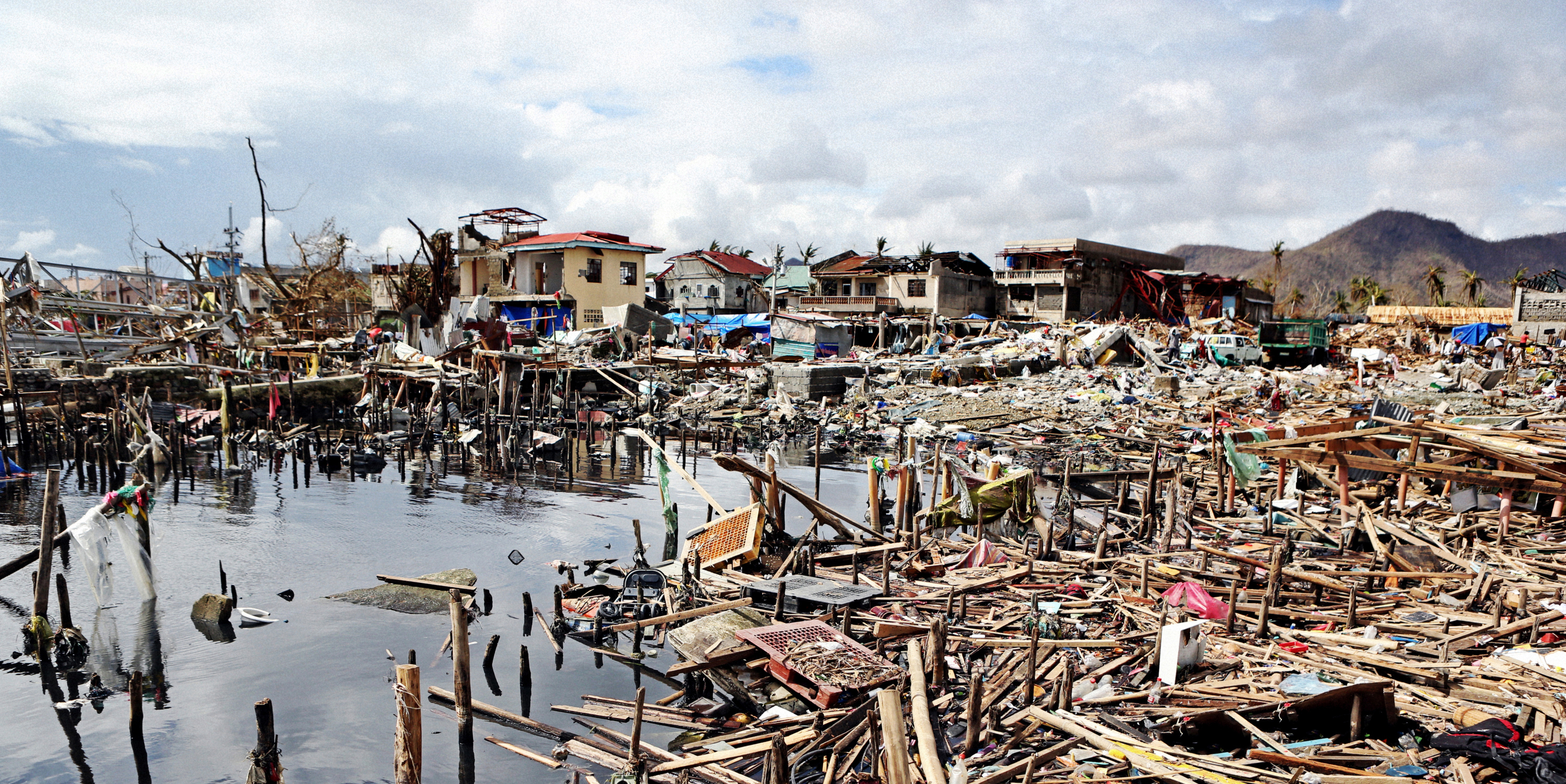 Destruction on the island of Leyte, Philippines