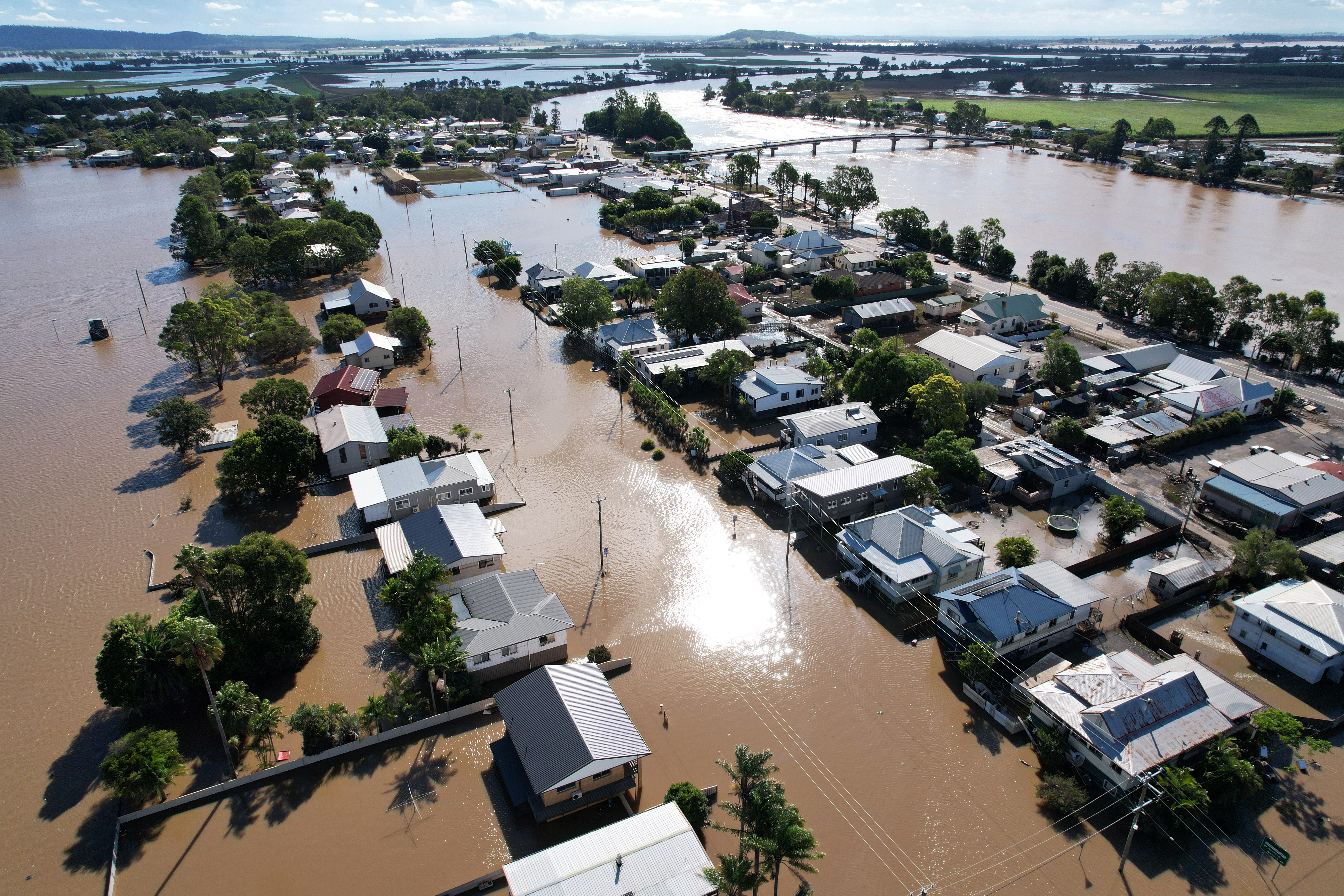 Flooding in Woodburn, New South Wales, Australia